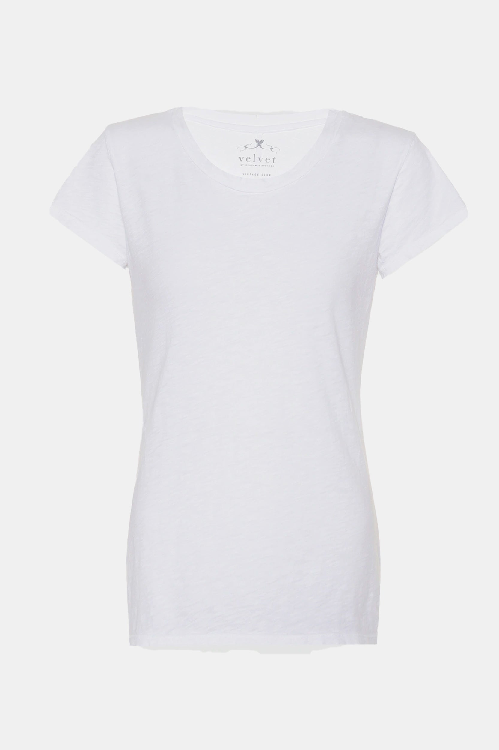 Odelia Cotton Slub Crew Neck Tee in White