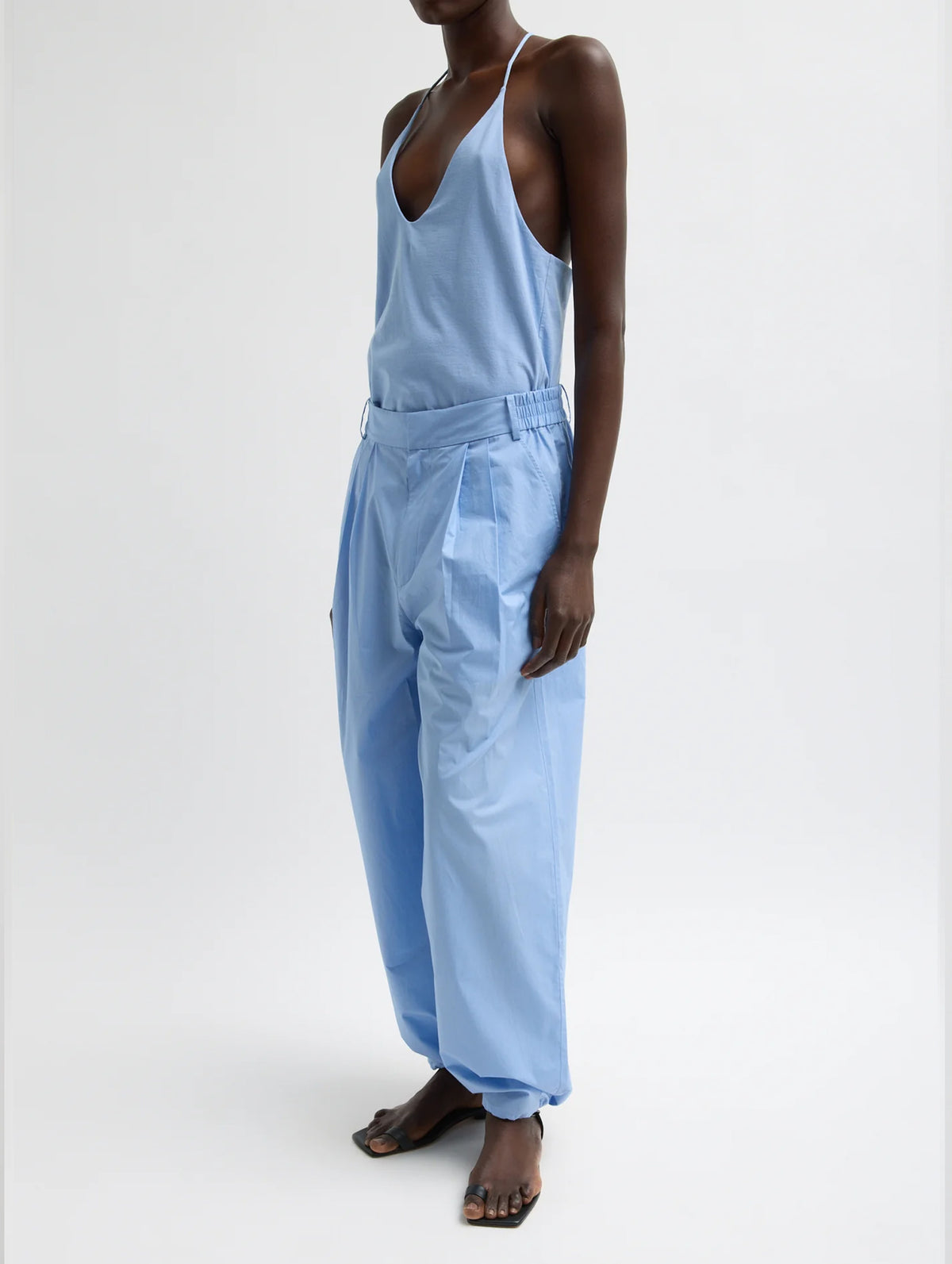 Vintage Cotton Wide Leg Cargo Pant in Blue