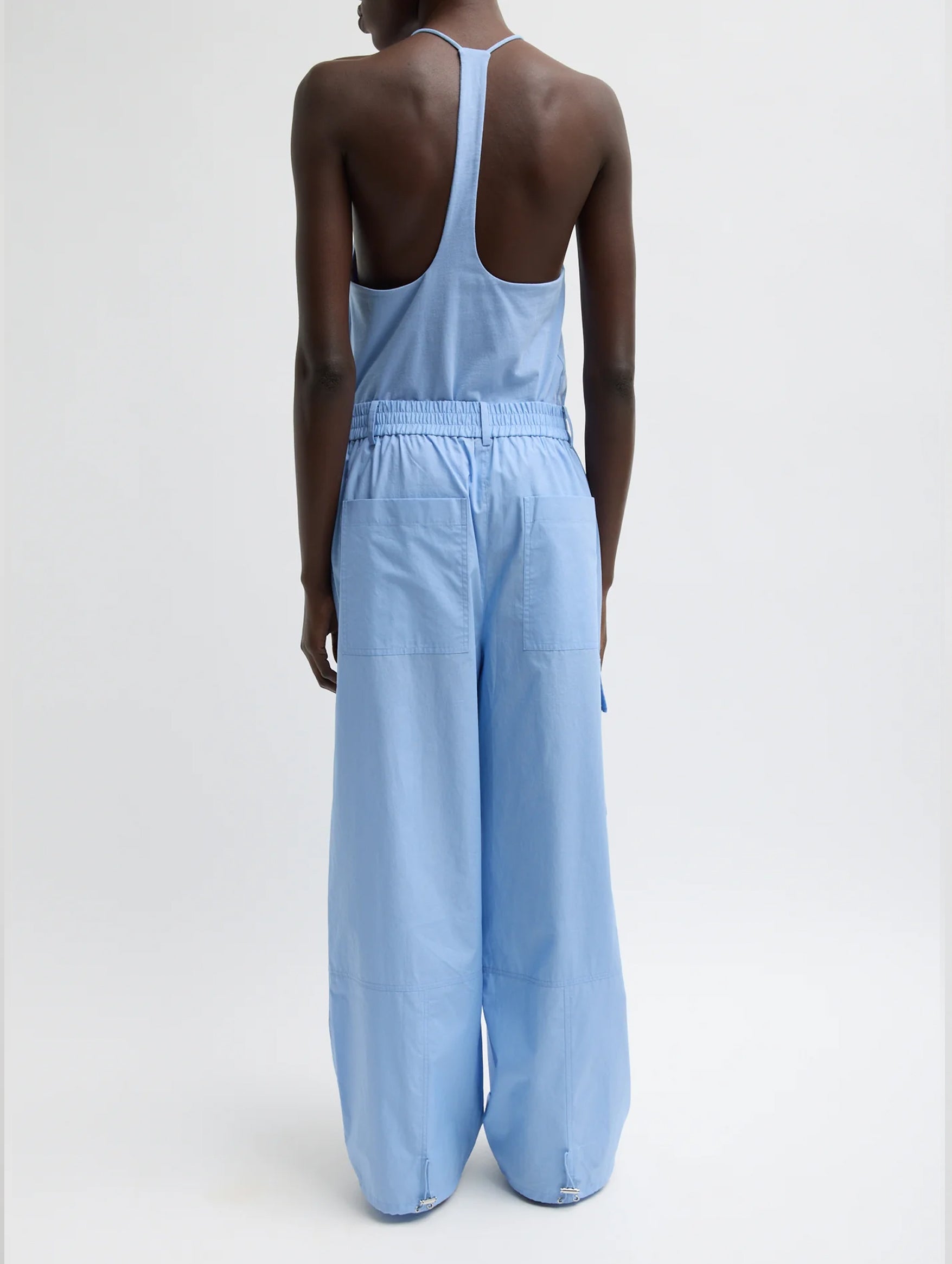 Vintage Cotton Wide Leg Cargo Pant in Blue
