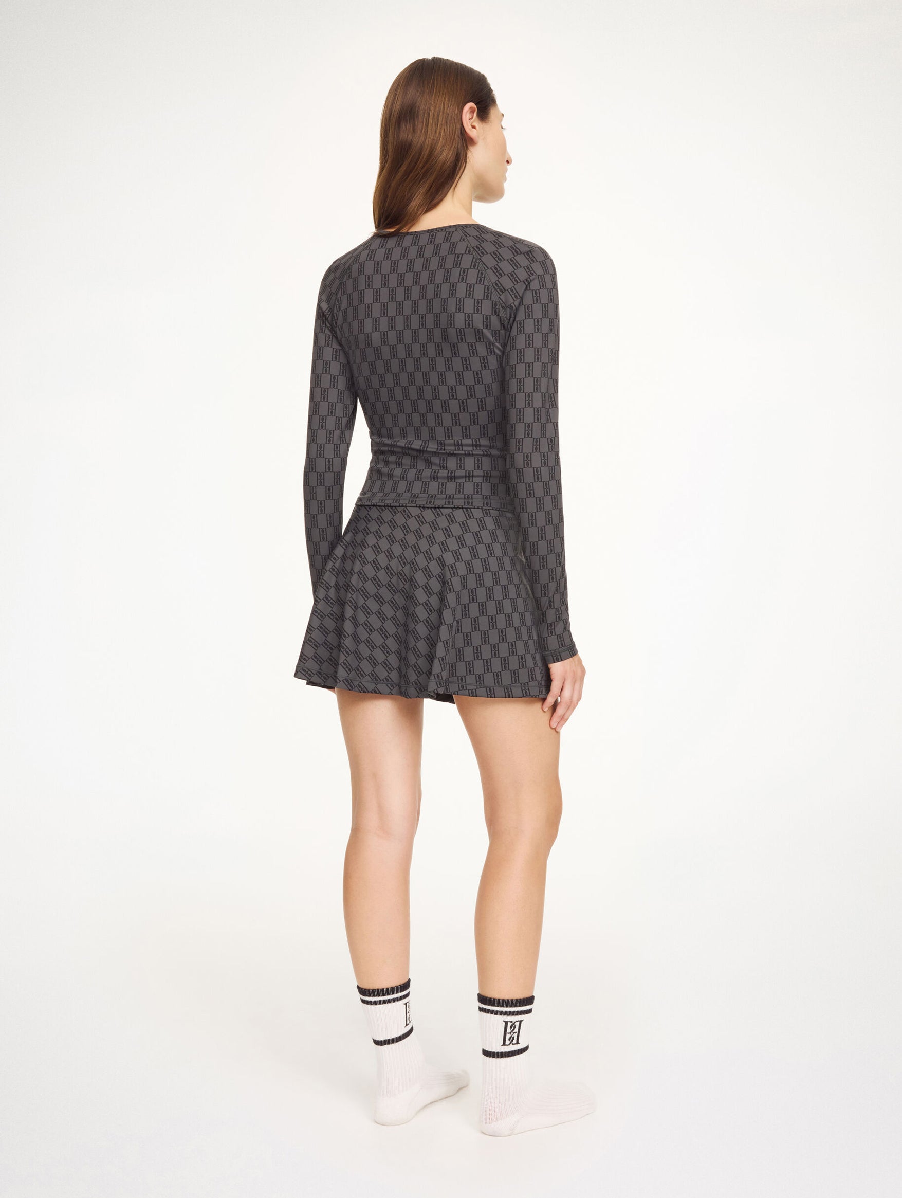 Venazia LS Athletic Top in Monogram Black & Grey