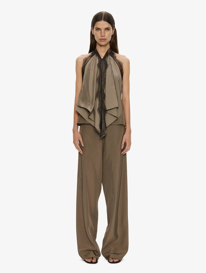 Vera Split Lace Handkerchief Top in Light Umber