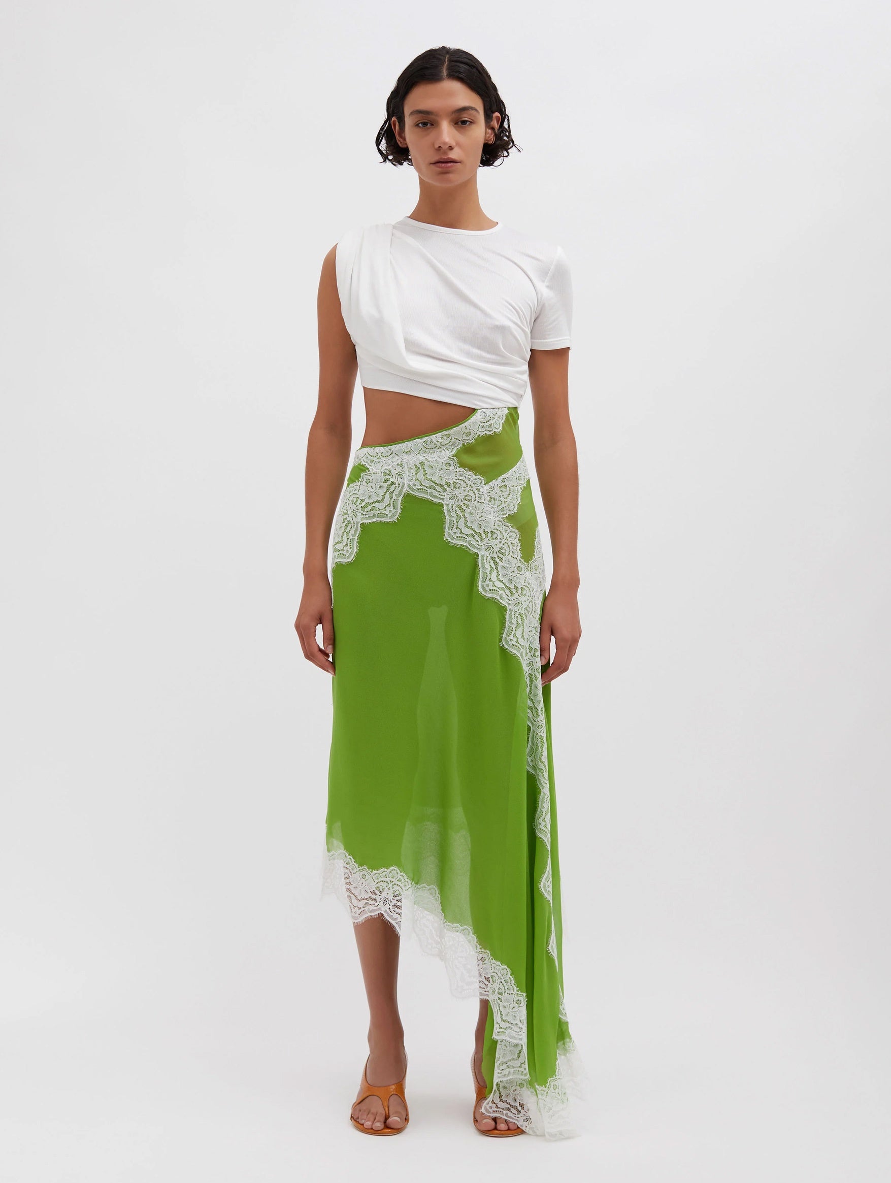 Verve Twisted Tee Dress in Verde White