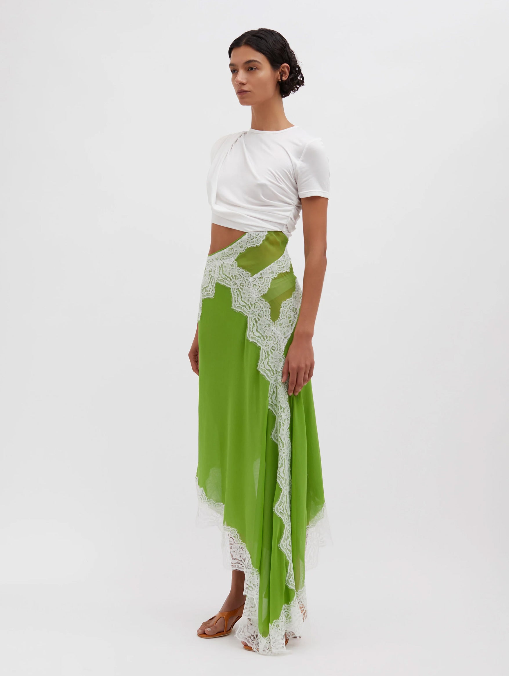 Verve Twisted Tee Dress in Verde White