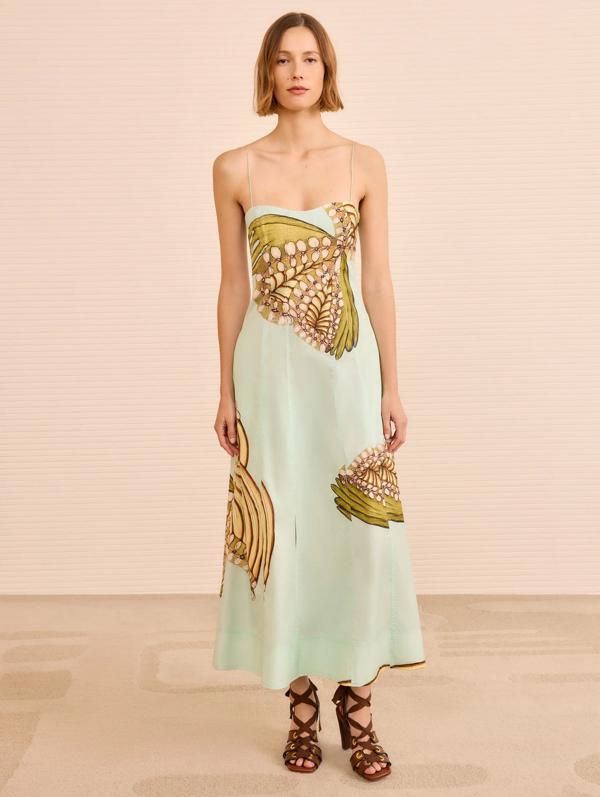 Vesela Cami Midi Dress in water Blossoms