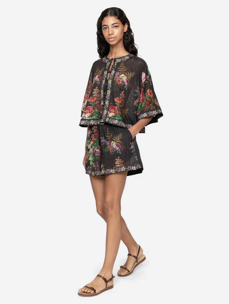 Viktoria Tie Front Top in Black