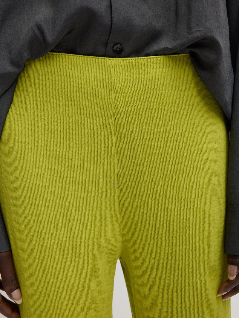 Viscose Plisse Corbit Pant in Peapod