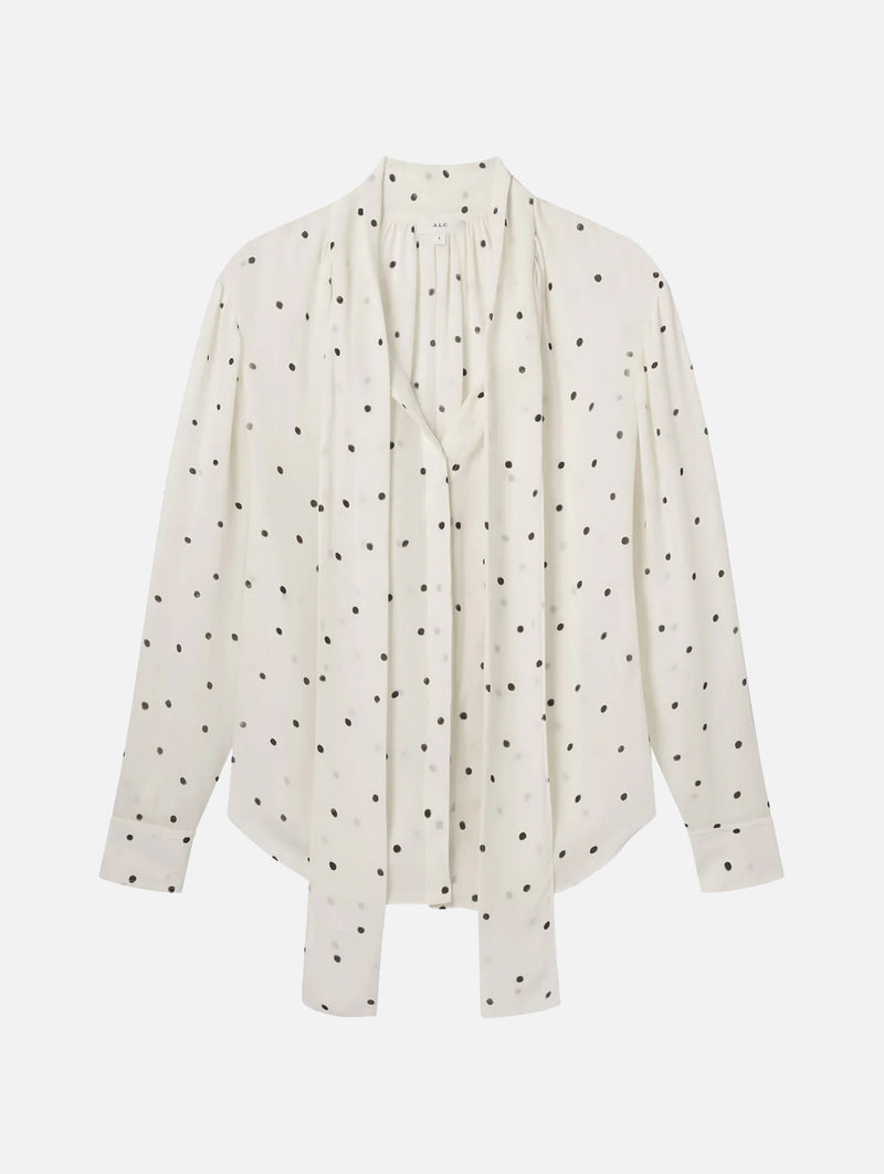 Viv Polka Dot Silk Top in Cream and Black