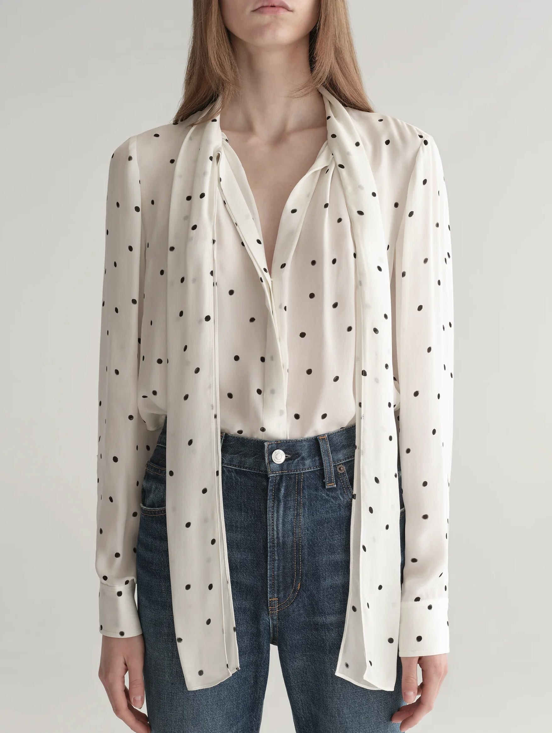 Viv Polka Dot Silk Top in Cream and Black