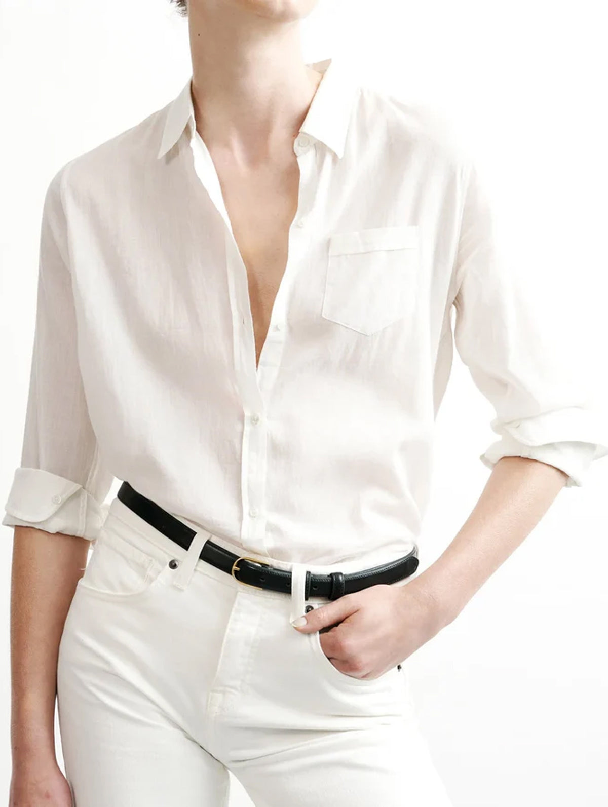 Cotton Voile NL Shirt in White