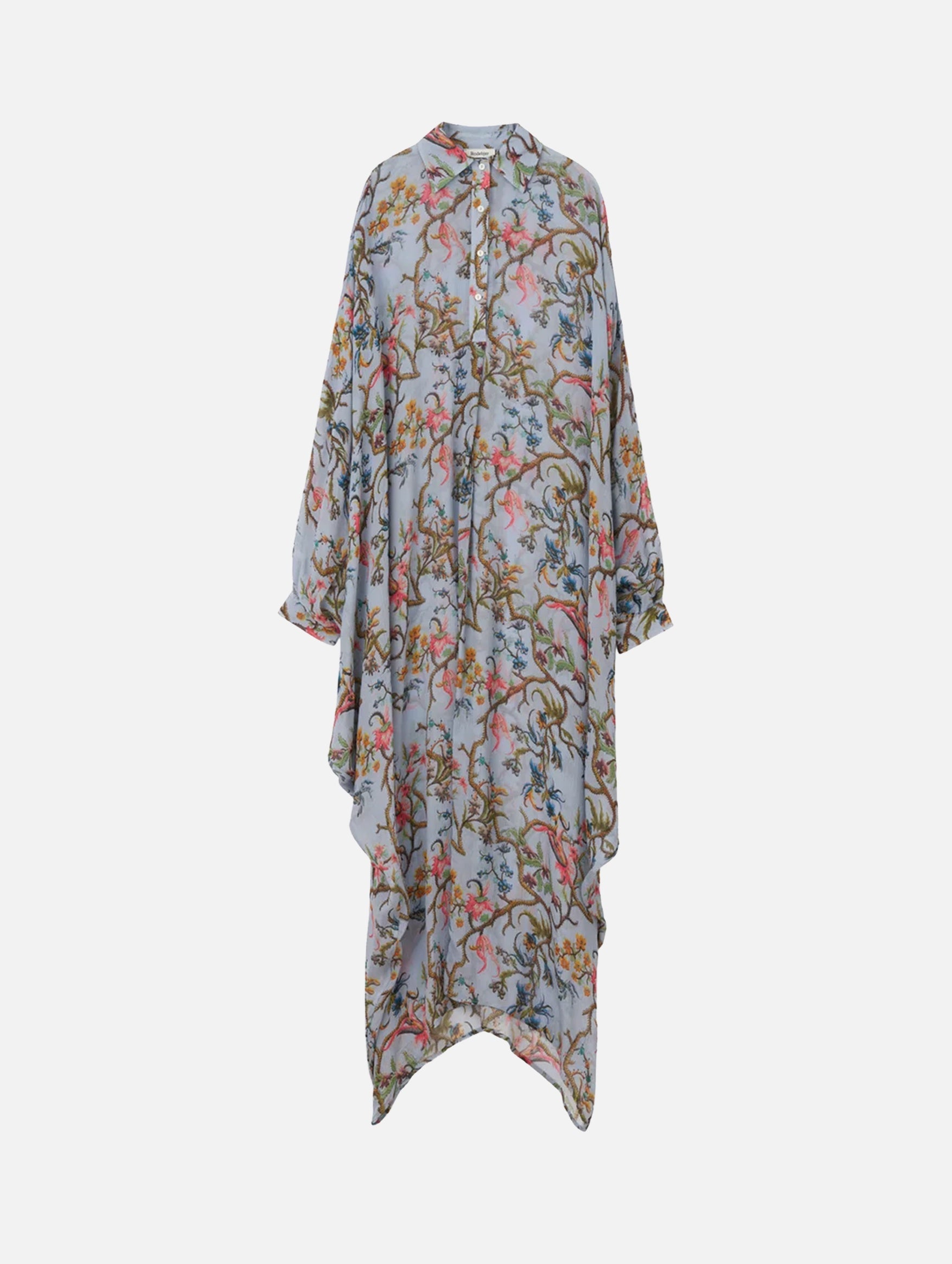 Volta Shirtdress in Blue Trailing Print