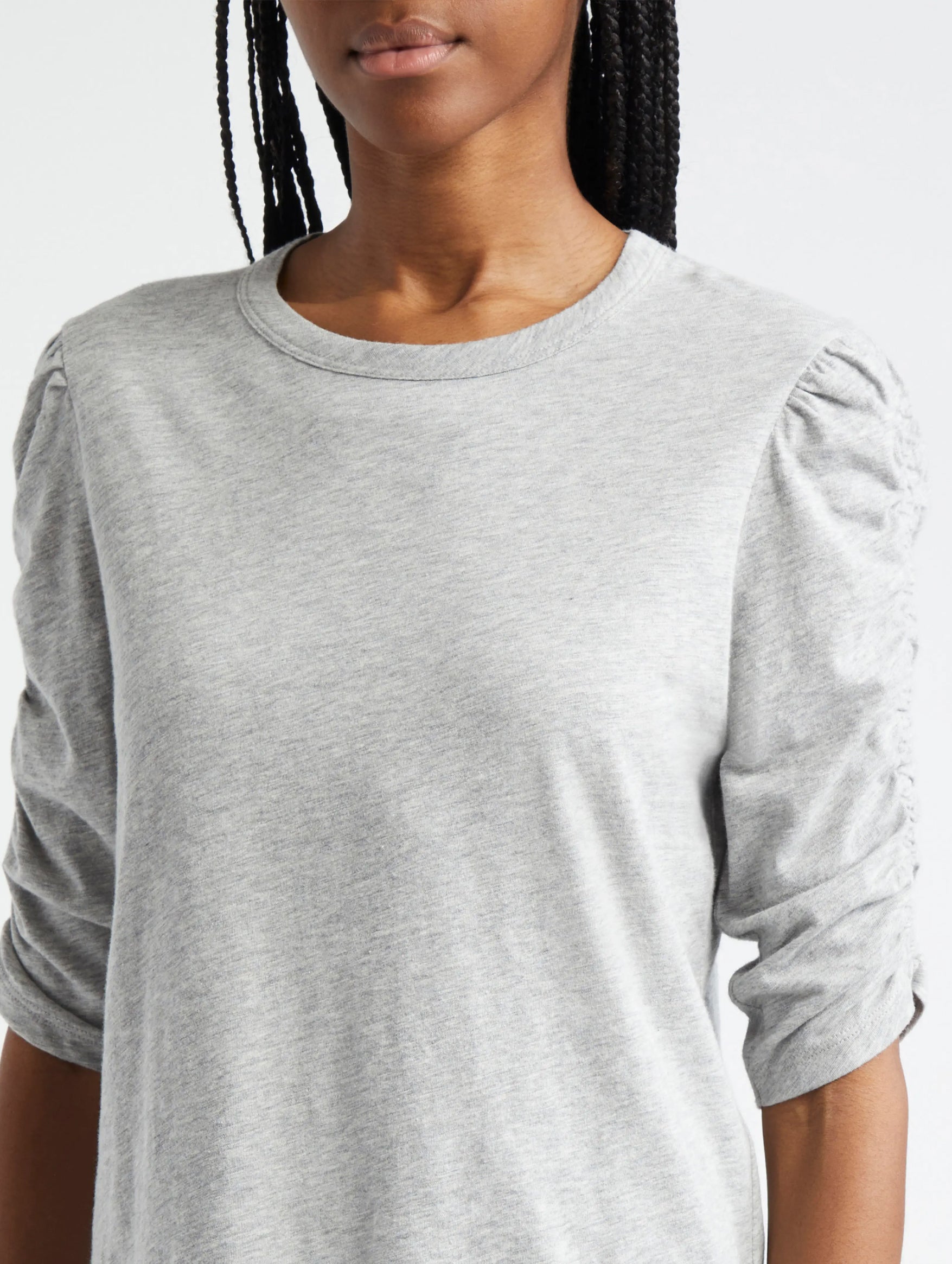 Waldorf Ruched Sleeve Top in Grey