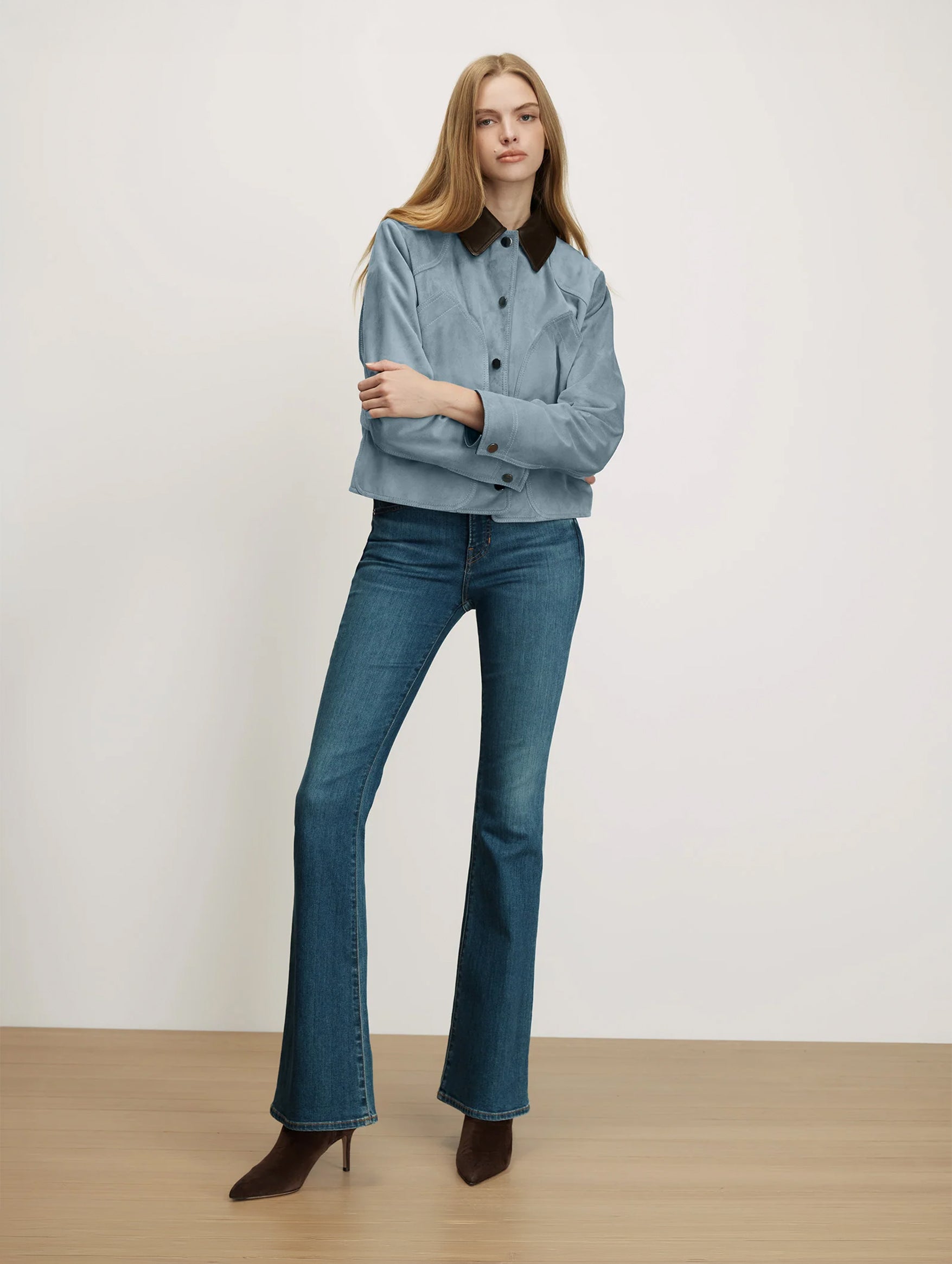Walters Cropped Barn Jacket in Blue Steel
