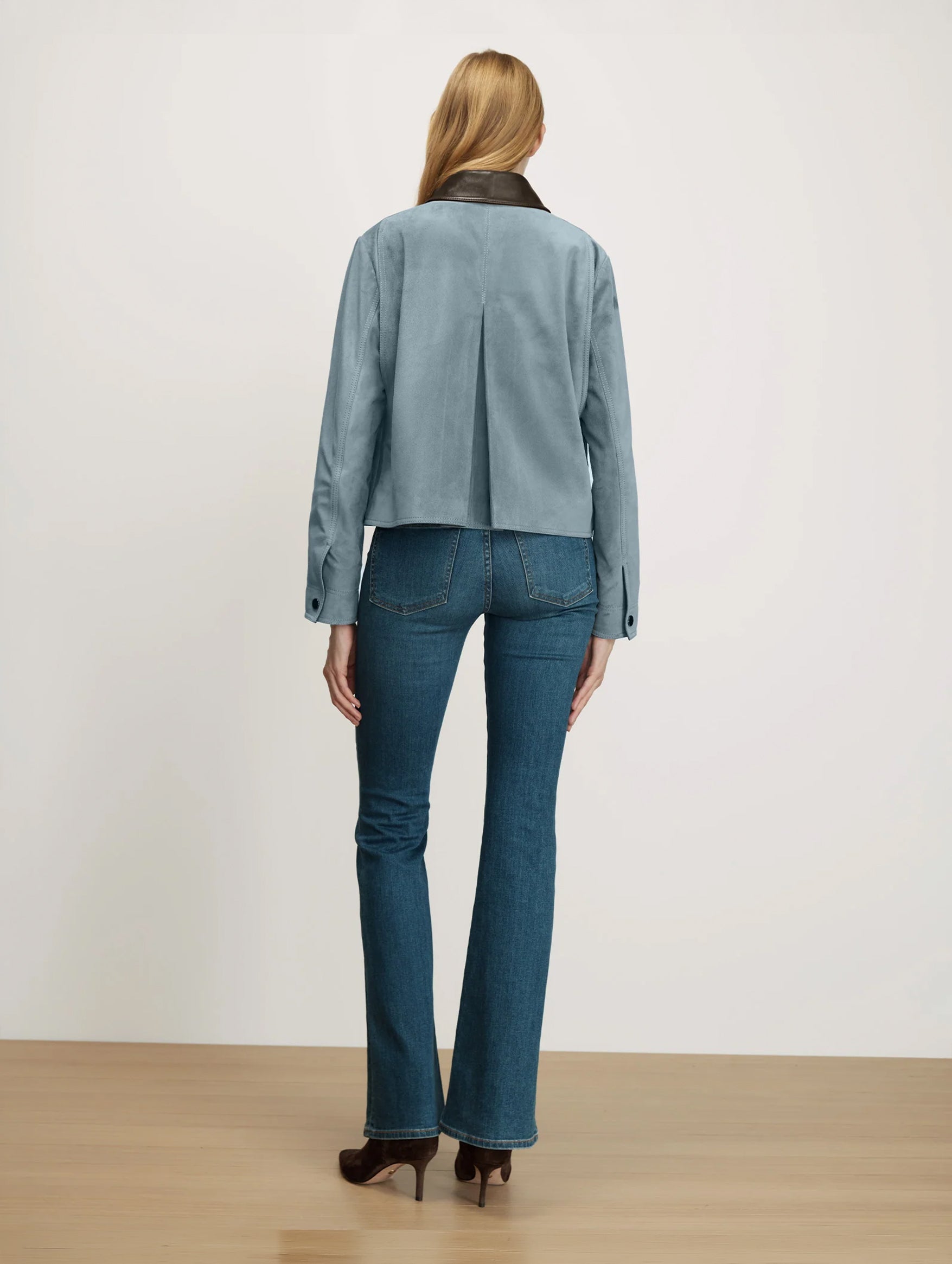 Walters Cropped Barn Jacket in Blue Steel