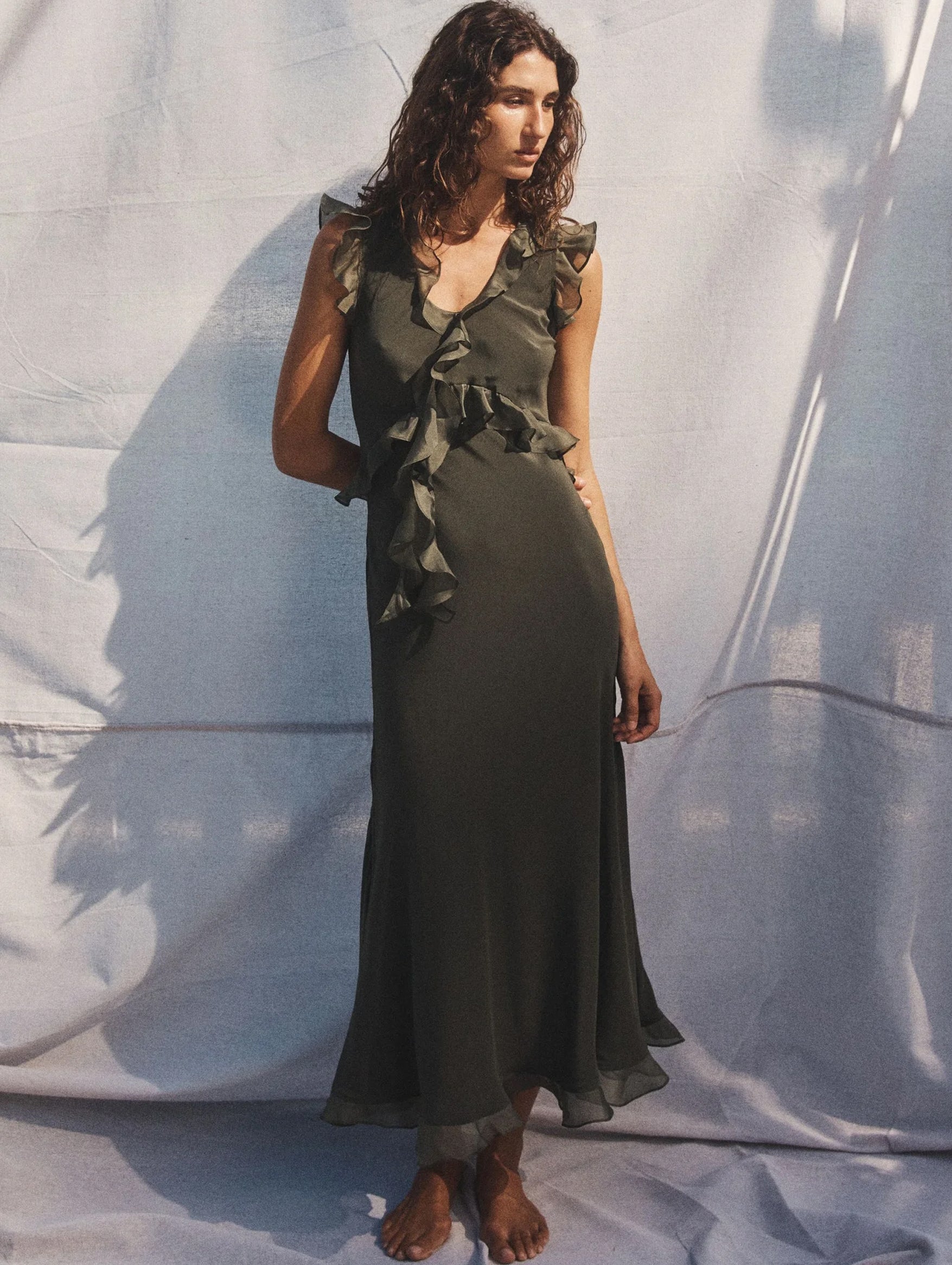 Weak In The Knees Dress in Driftwood Green