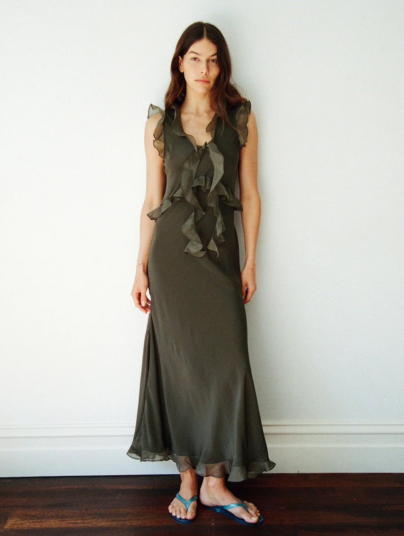 Weak In The Knees Dress in Driftwood Green