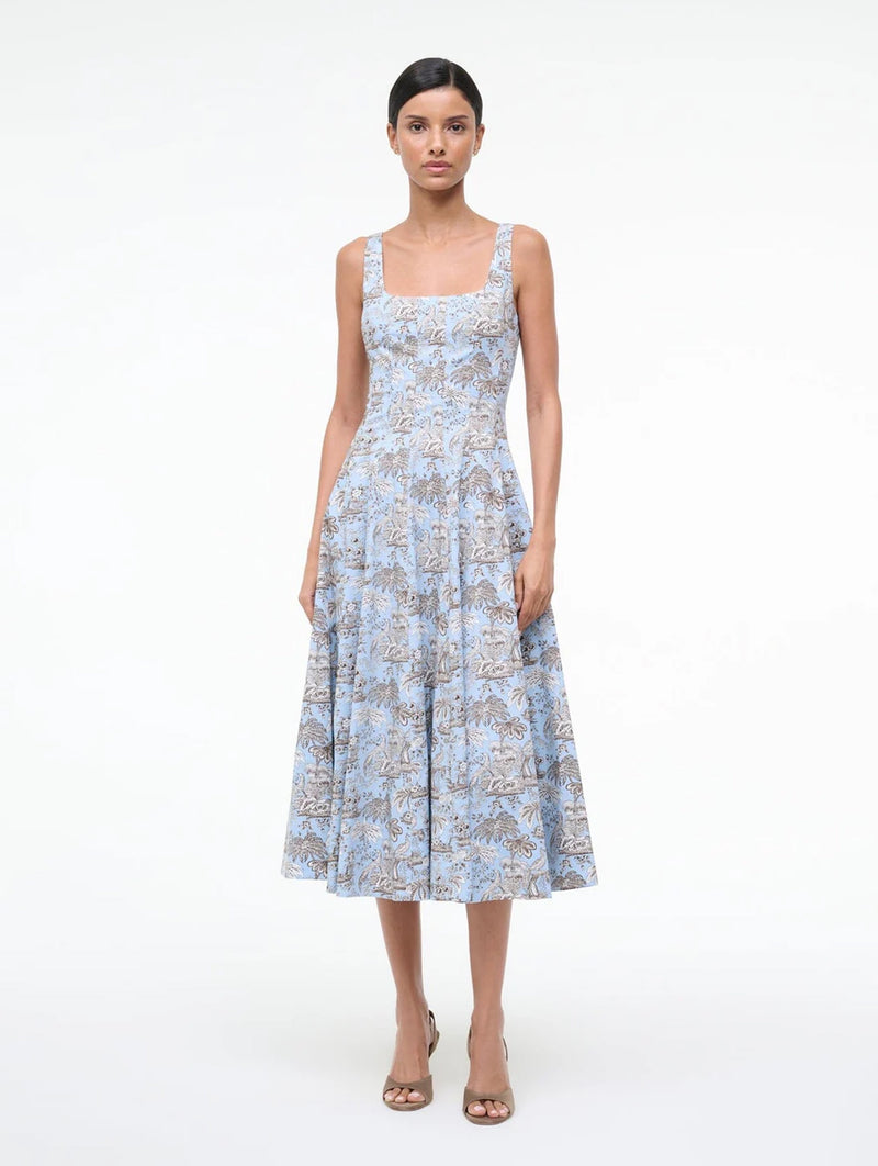 Wells Dress in Sky Toile