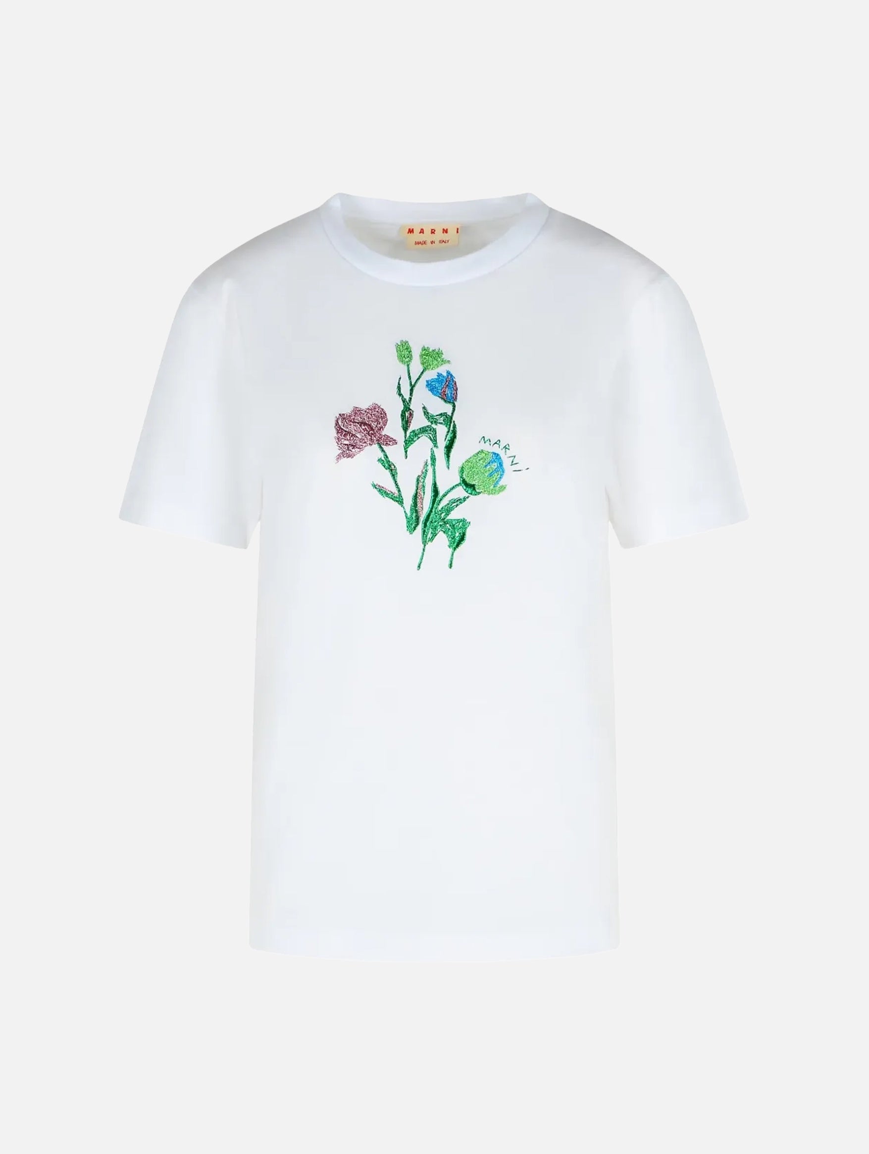 Floral Embroidered T-Shirt in White