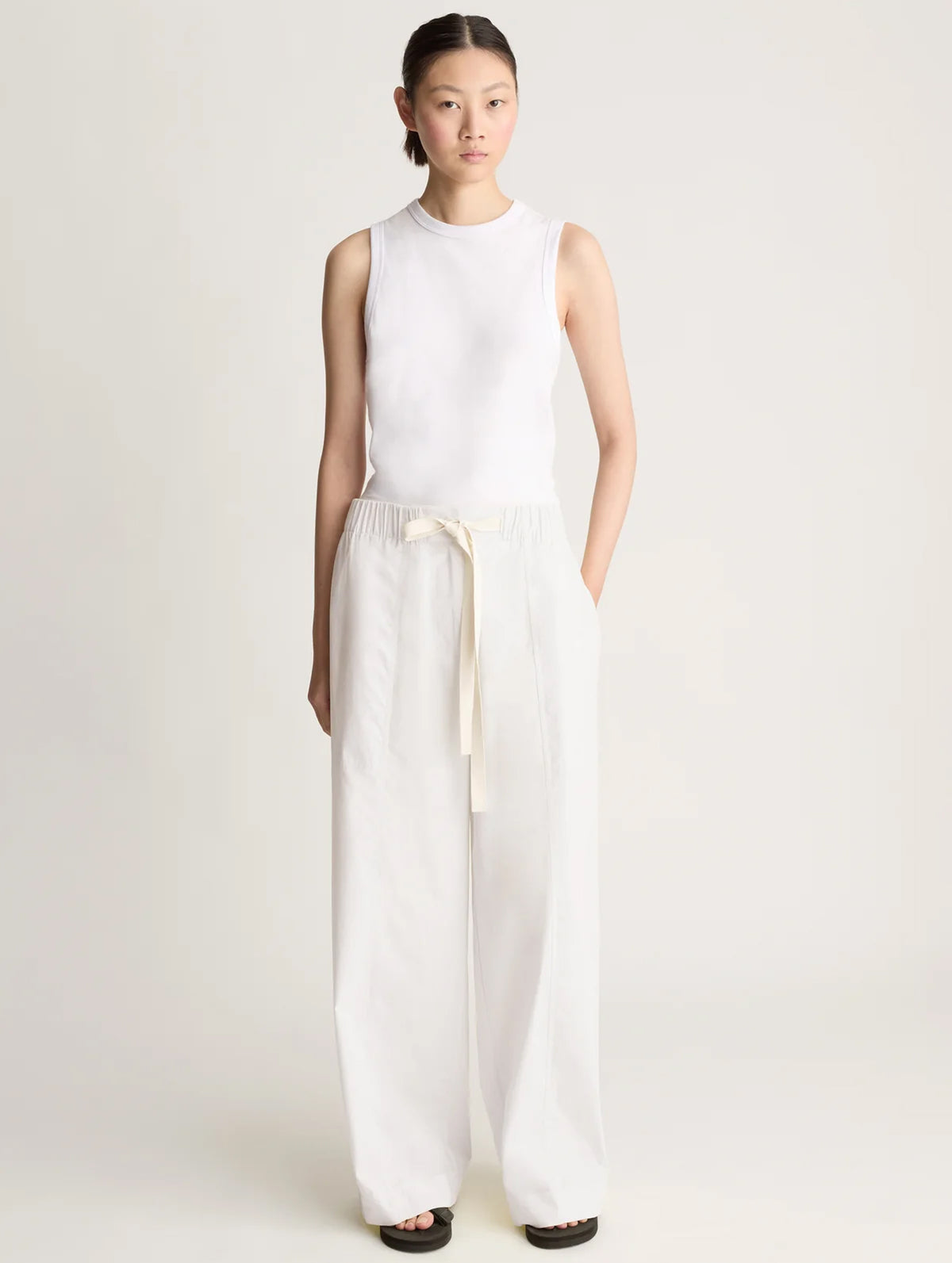 LM Poplin Wide Leg Pant in Natural