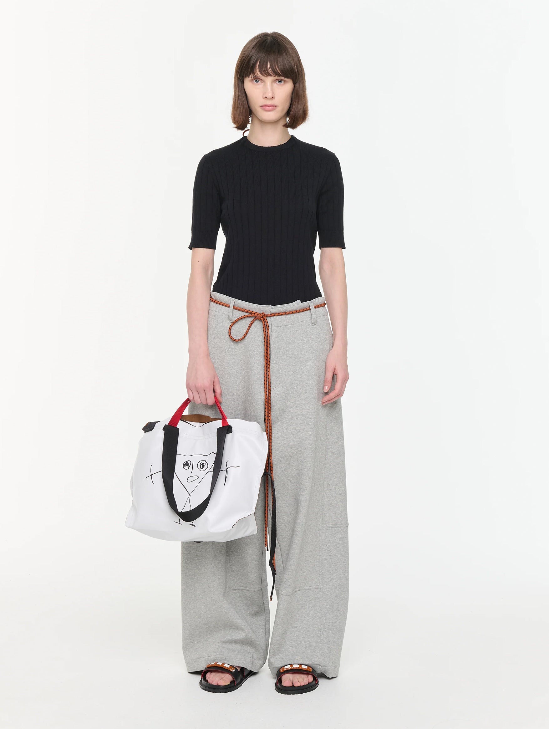 Wide Leg Pants in Granite Grey Melange