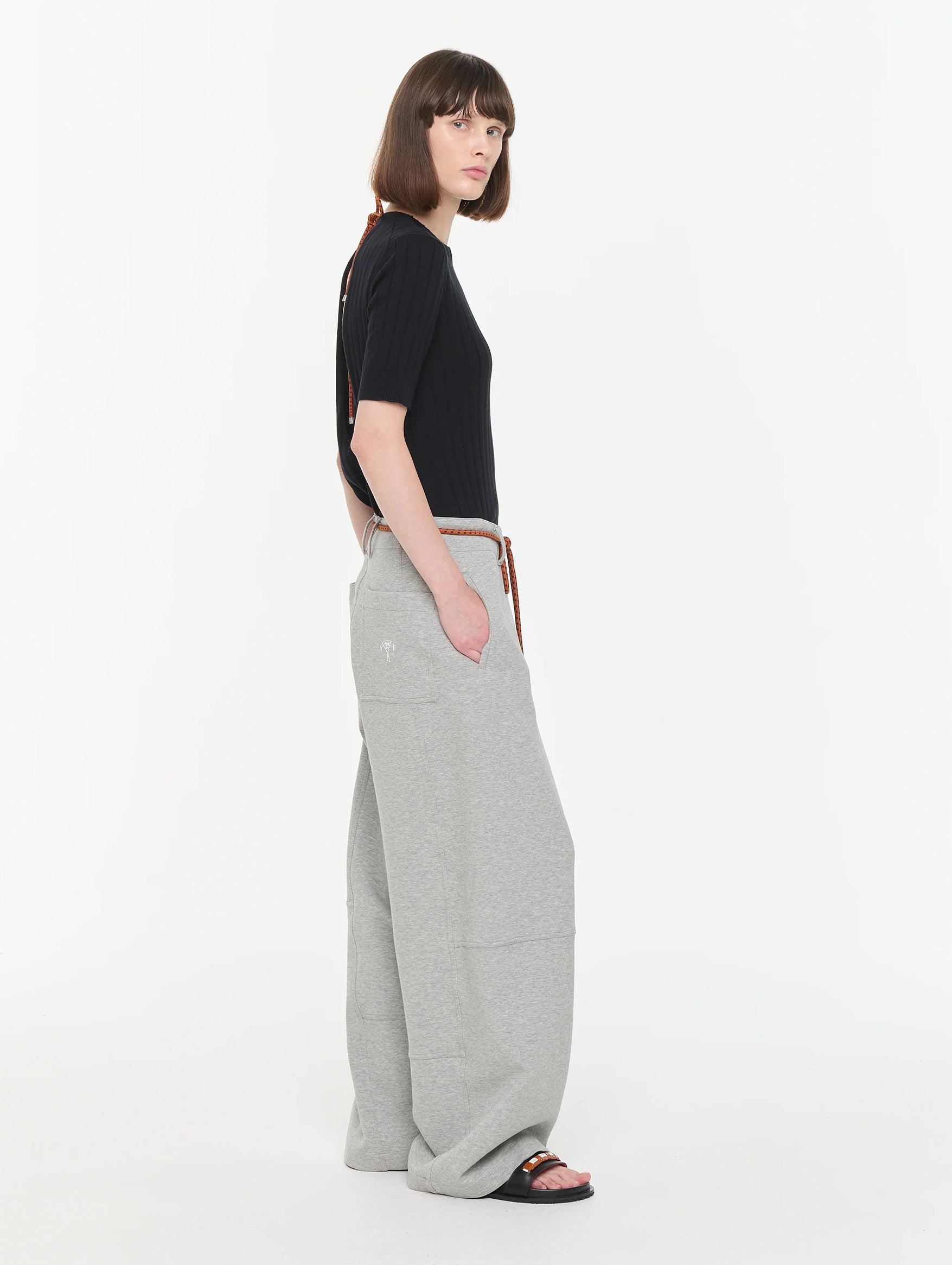 Wide Leg Pants in Granite Grey Melange