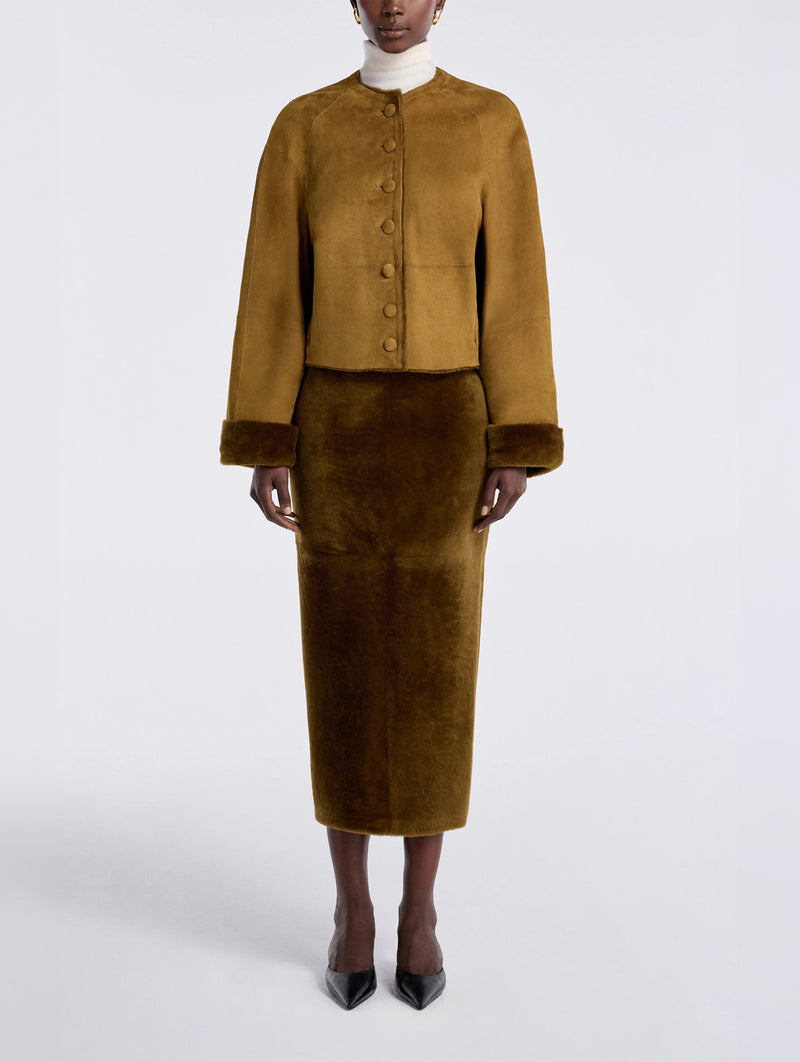 Willow Shearling Jacket in Chartreuse Shearling