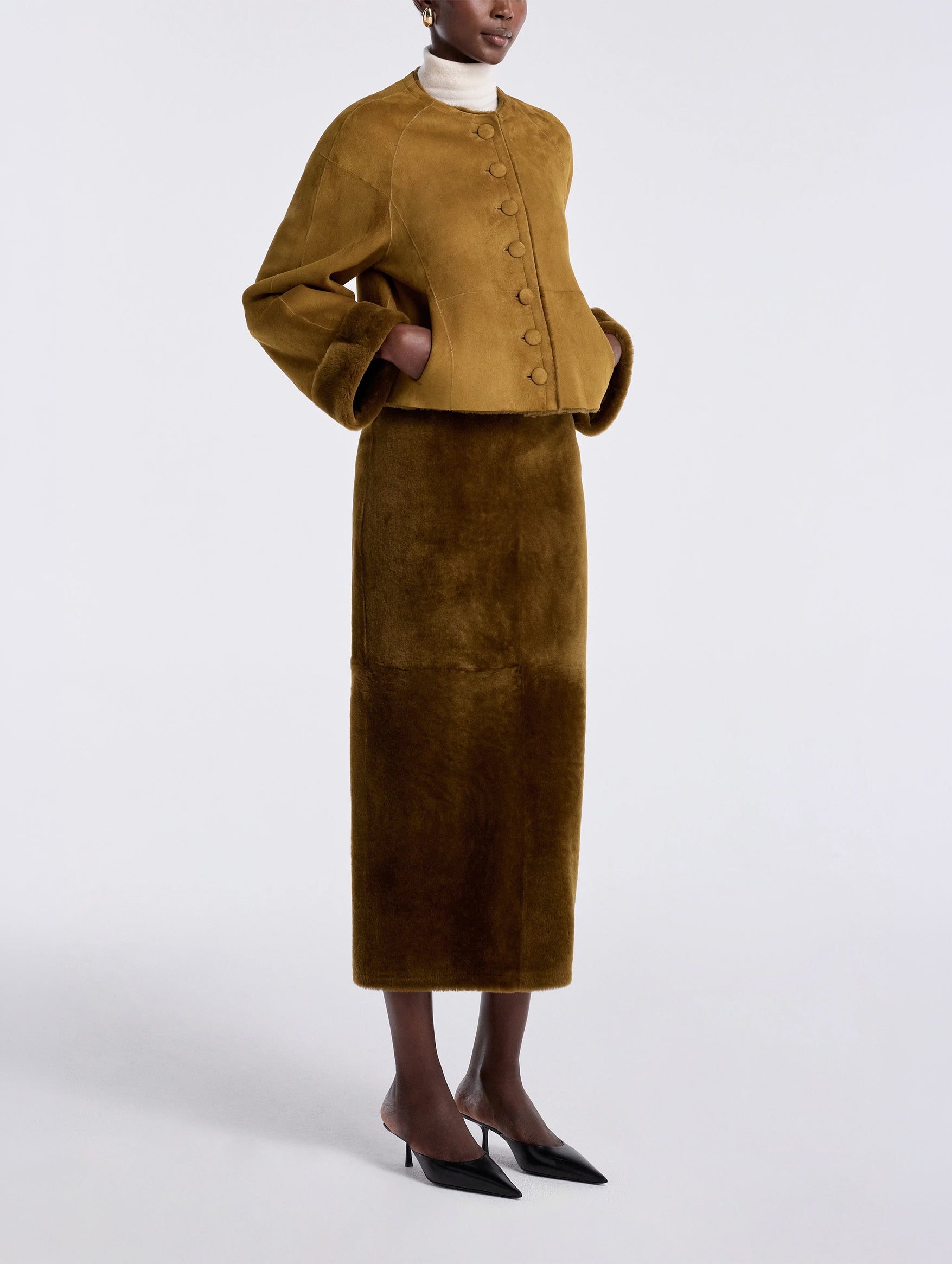 Willow Shearling Jacket in Chartreuse Shearling