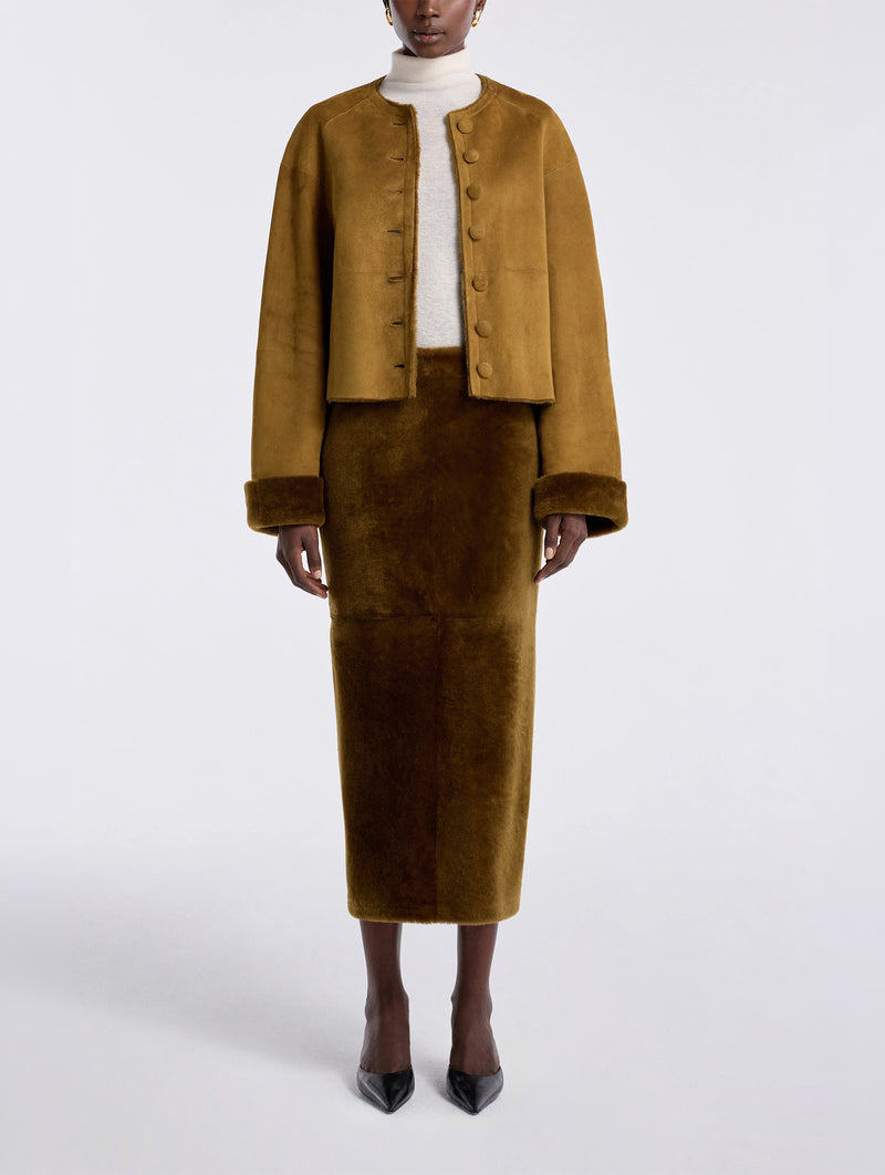 Willow Shearling Jacket in Chartreuse Shearling
