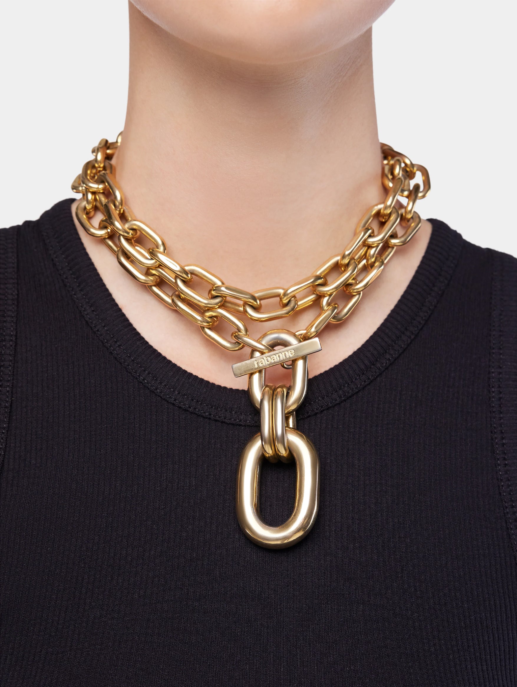 Double XL Link Necklace With Pendant in Gold