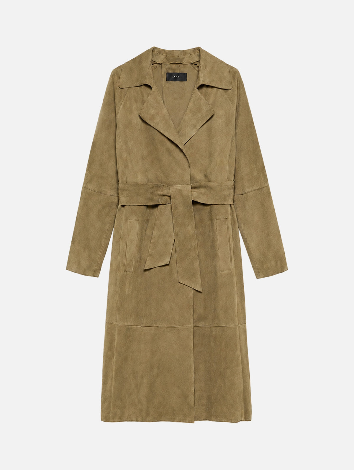 Yava Suede Coat in Dark Olive leather