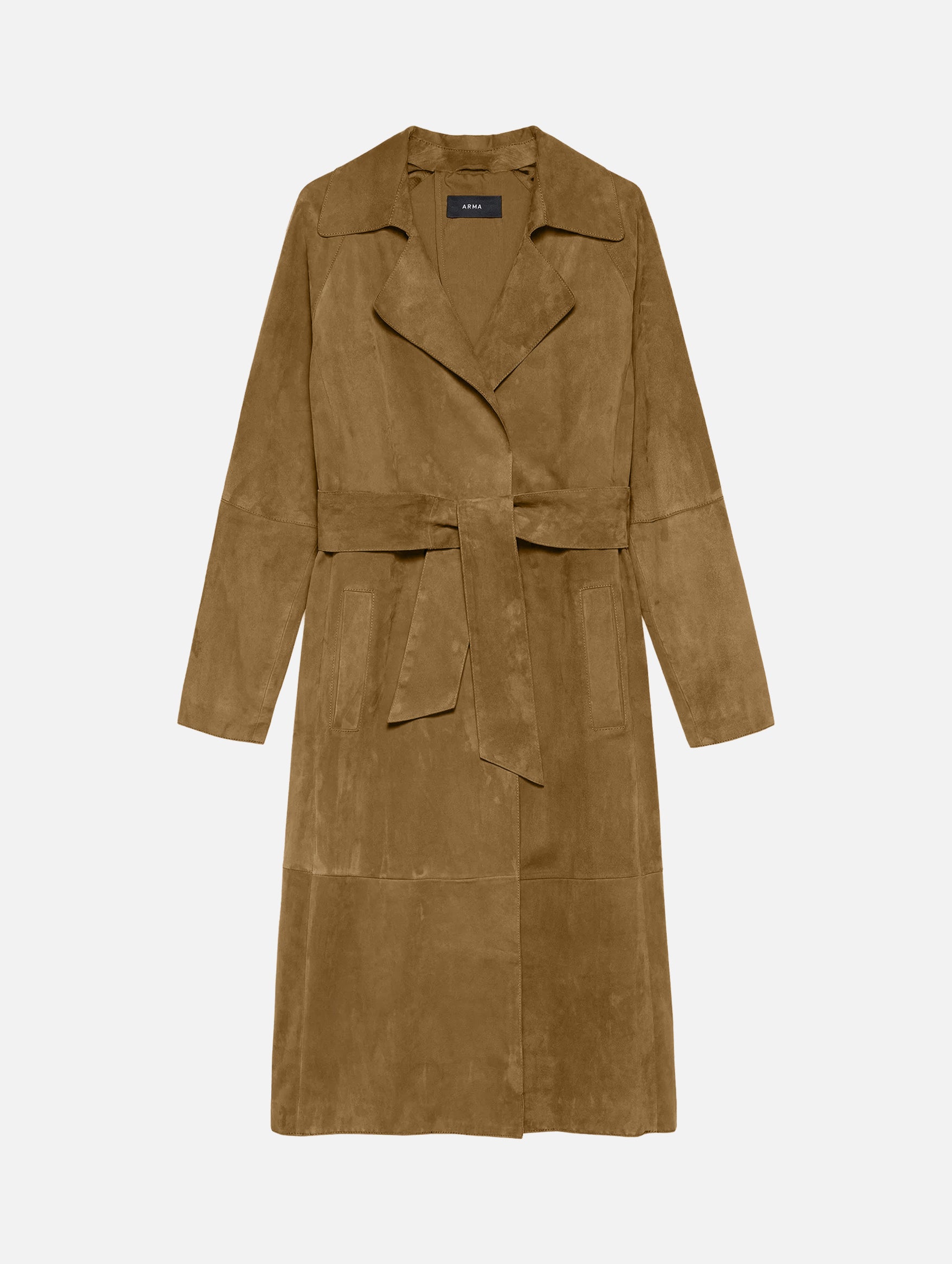 Yava Suede Coat in Dark Olive leather