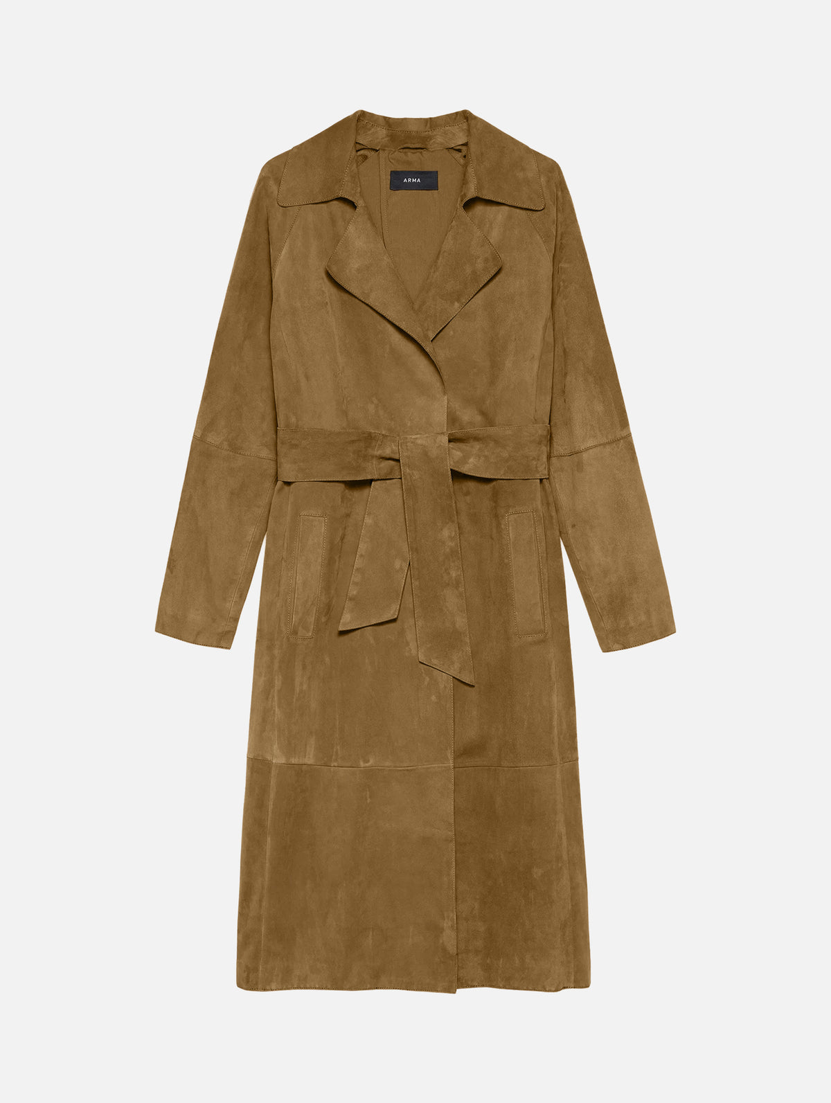 Yava Suede Coat in Dark Olive leather
