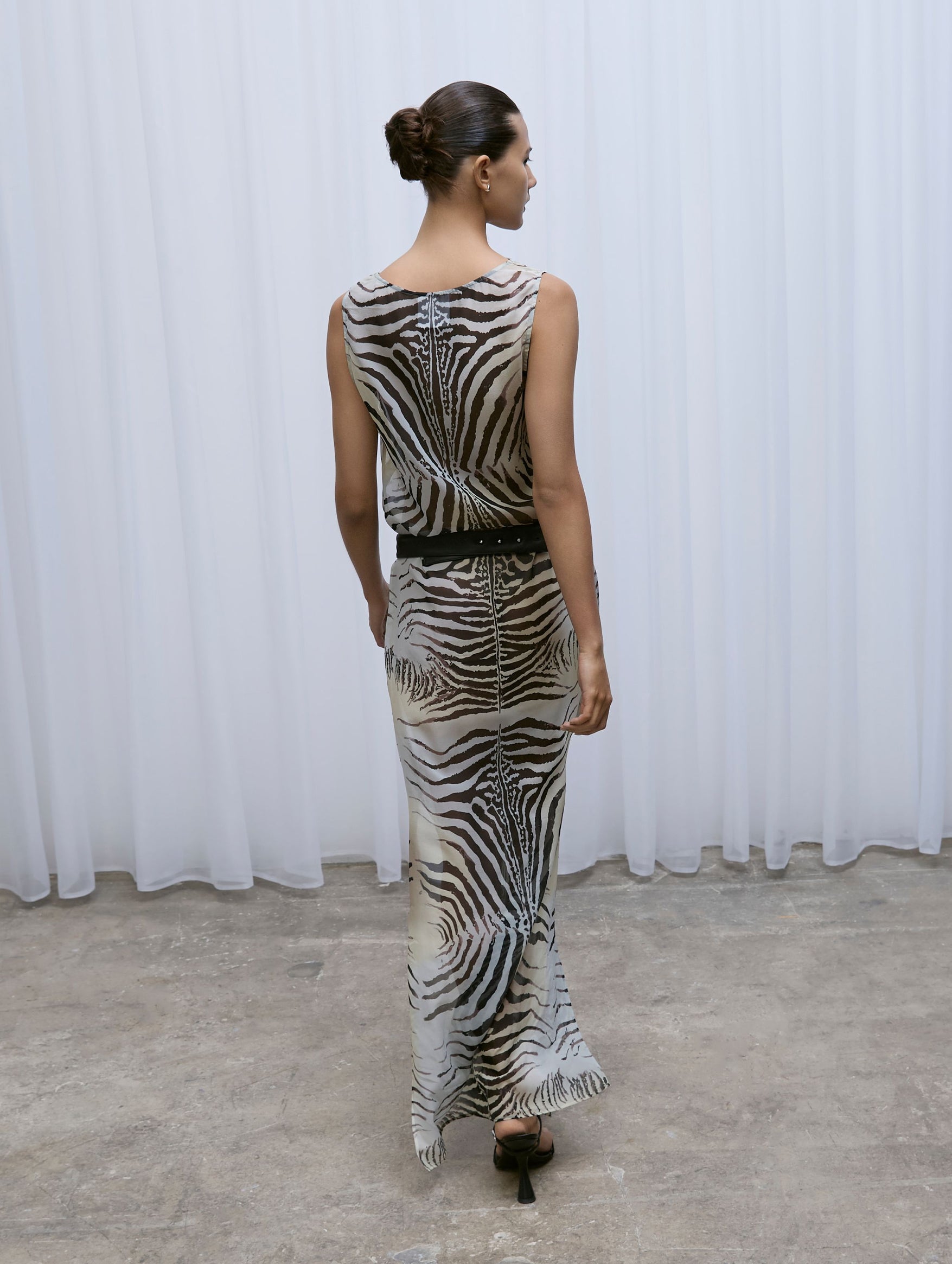 Silk Slip Dress in Zebra