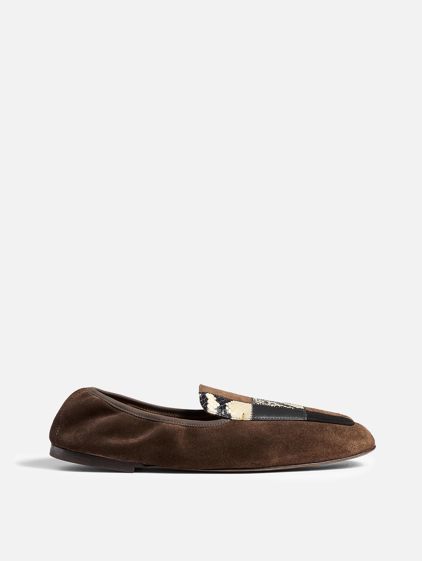 Zoe Patchwork Flat in Chocolate