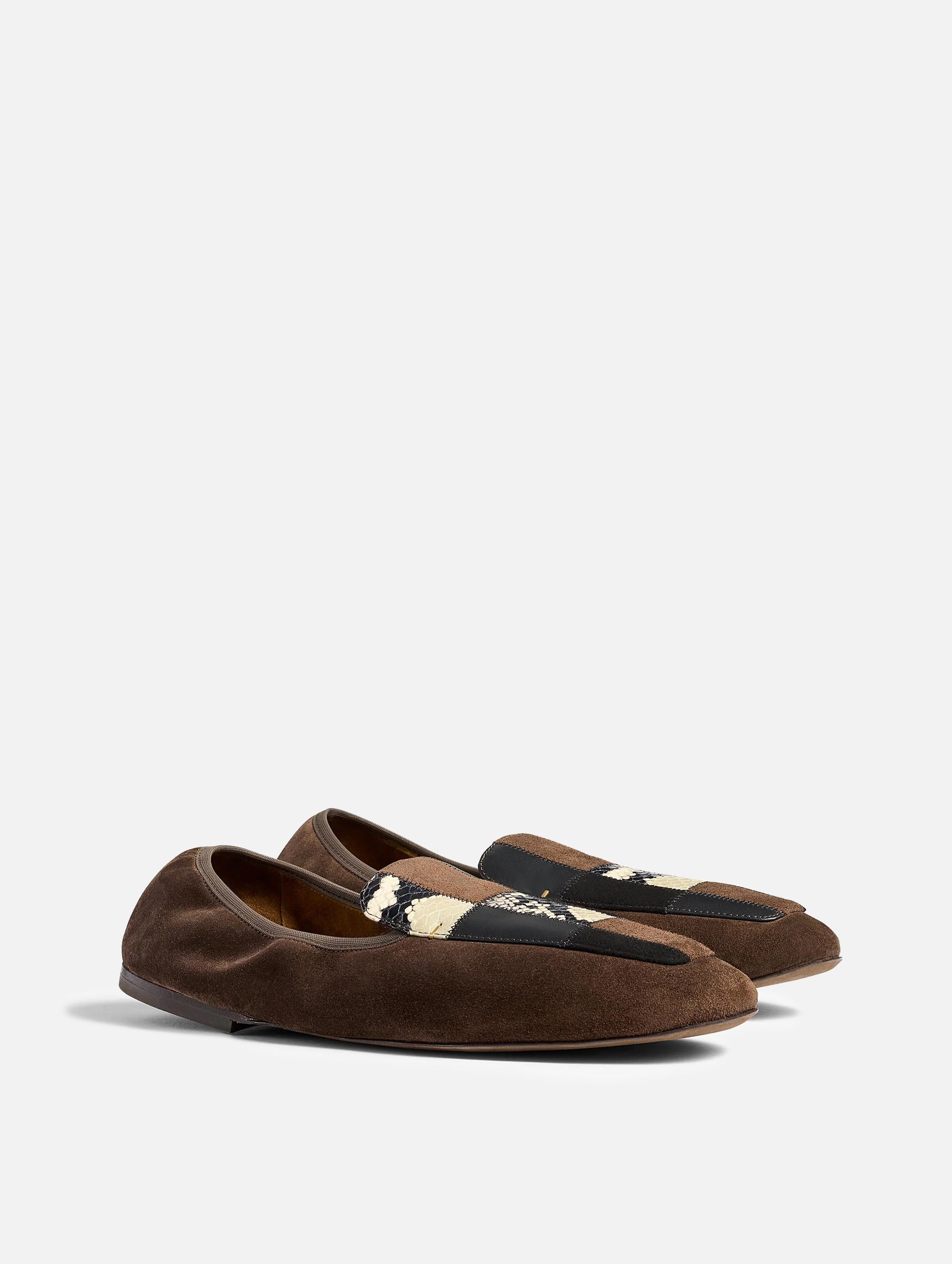 Zoe Patchwork Flat in Chocolate