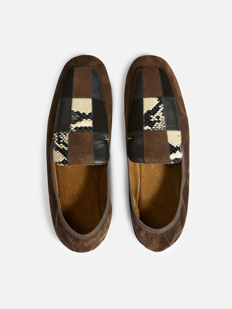 Zoe Patchwork Flat in Chocolate