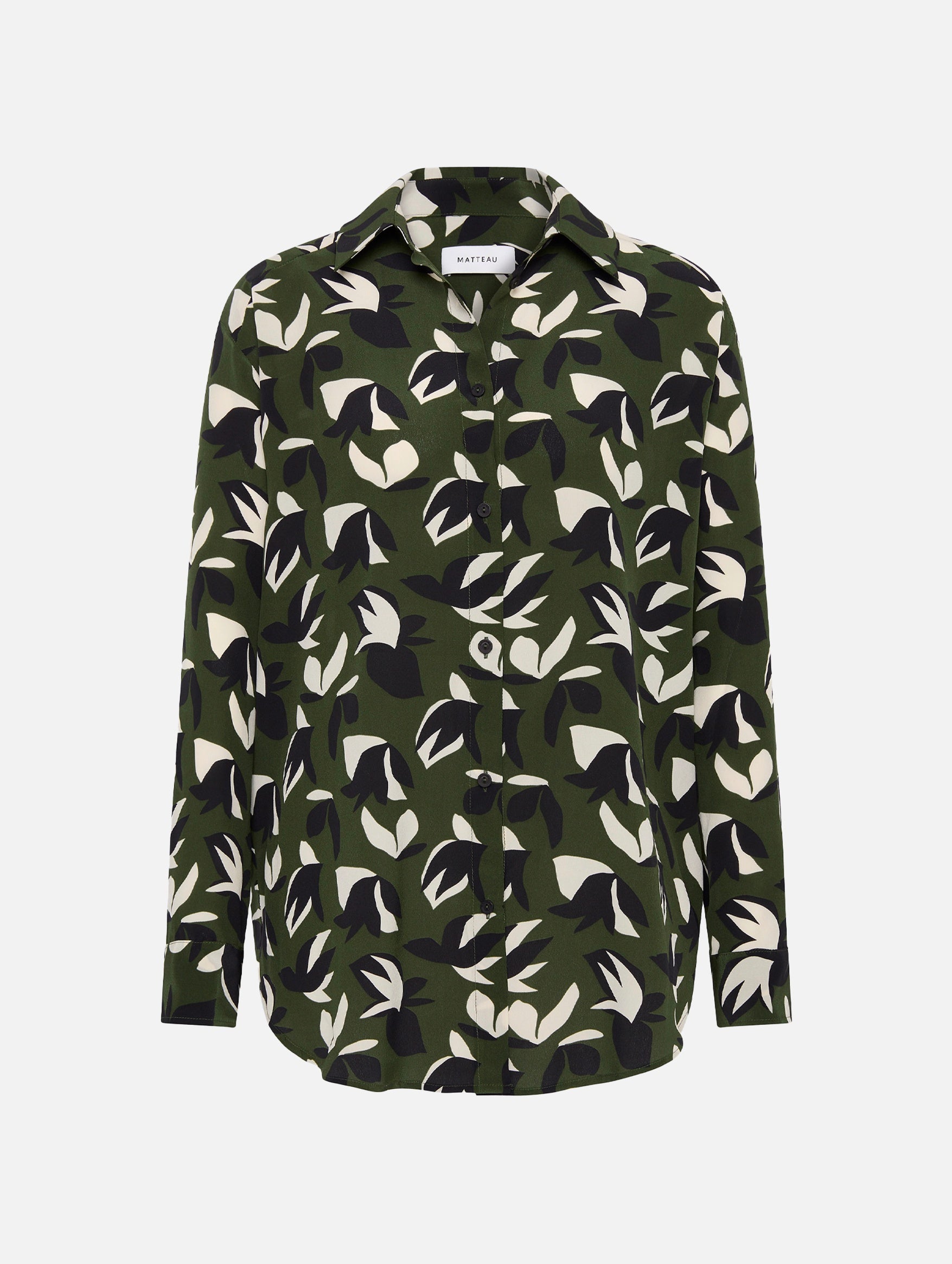 Long Sleeve Silk Shirt in Agave