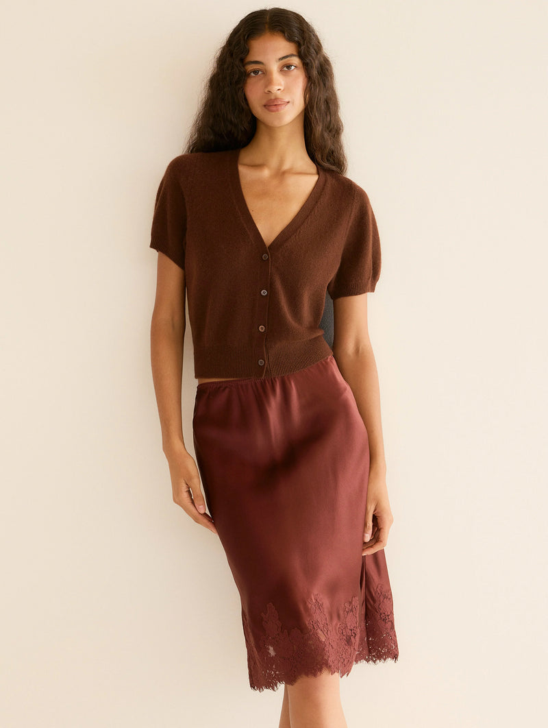 Arella Cashmere Cardigan in Dark Umber