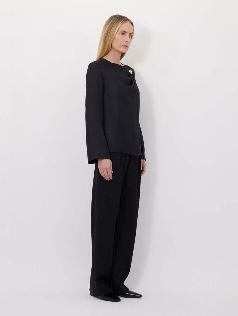 Azae Draped Blouse in Black
