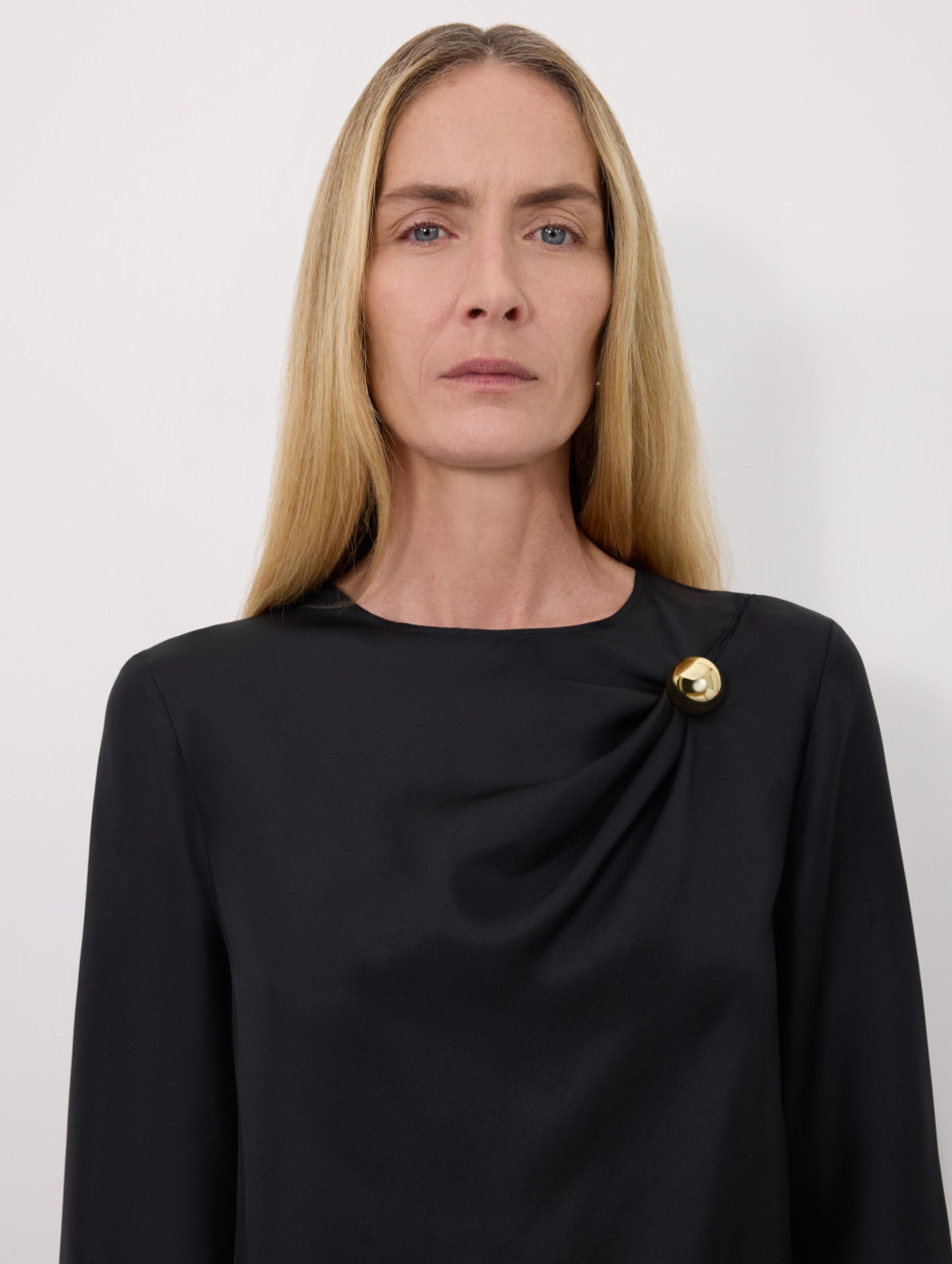 Azae Draped Blouse in Black