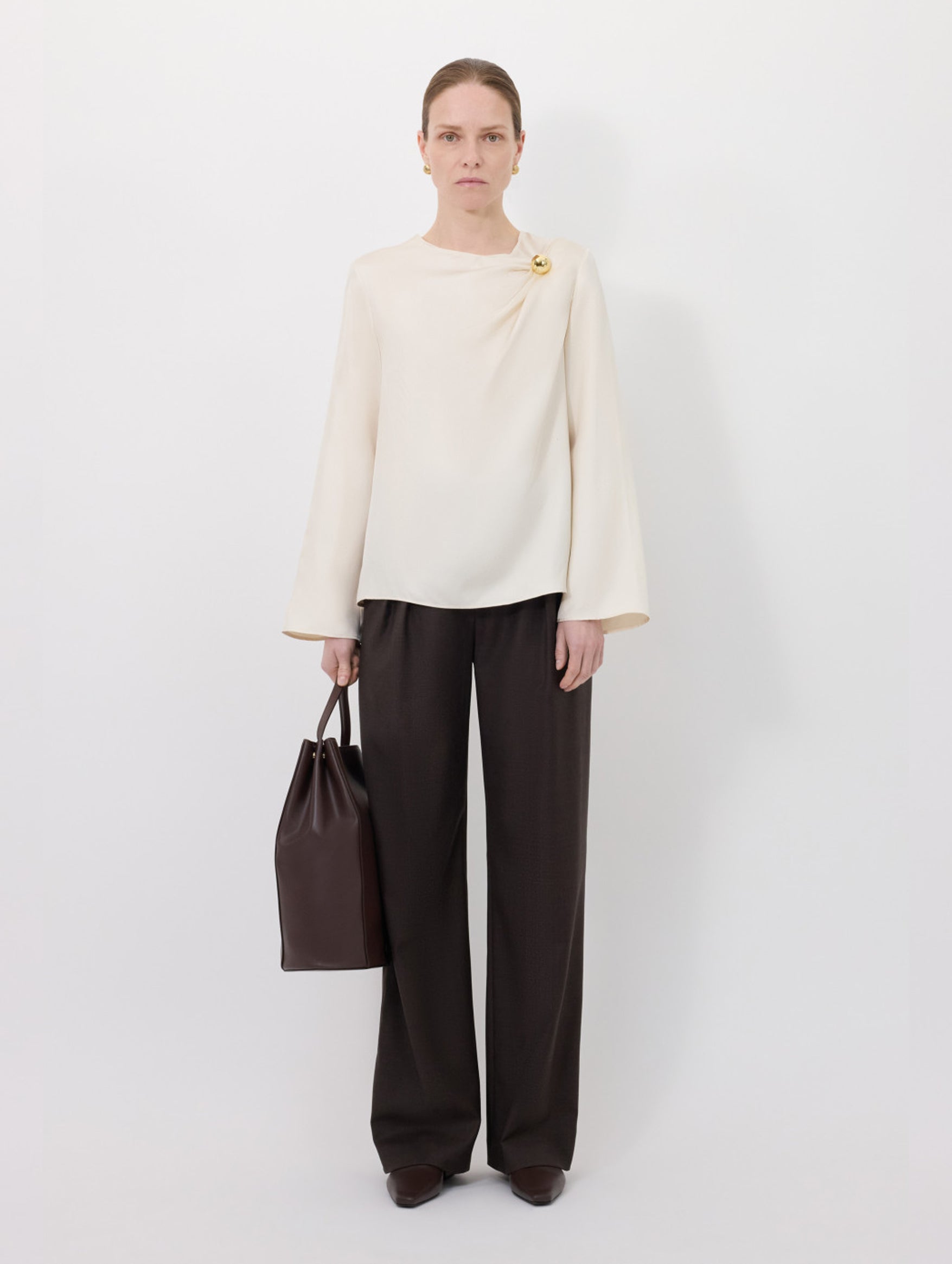 Azae Draped Blouse in Ivory
