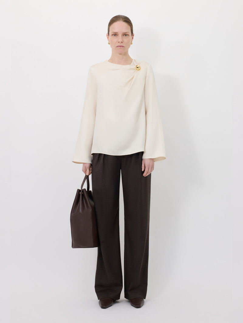 Azae Draped Blouse in Ivory