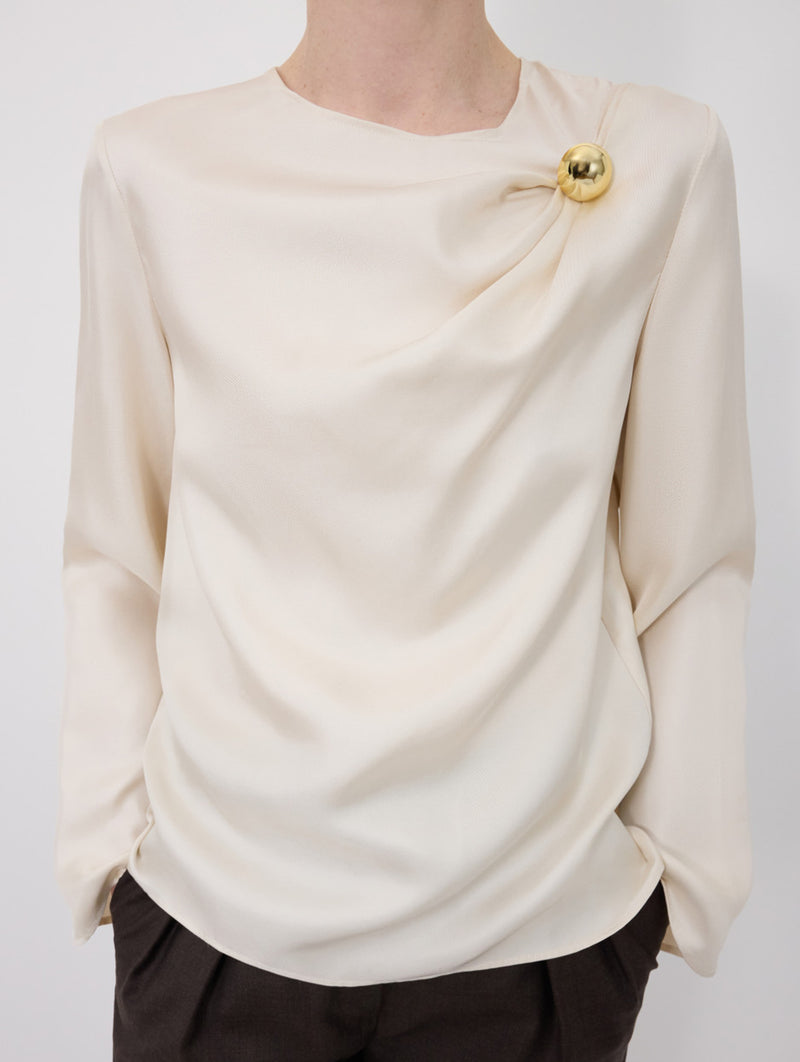 Azae Draped Blouse in Ivory