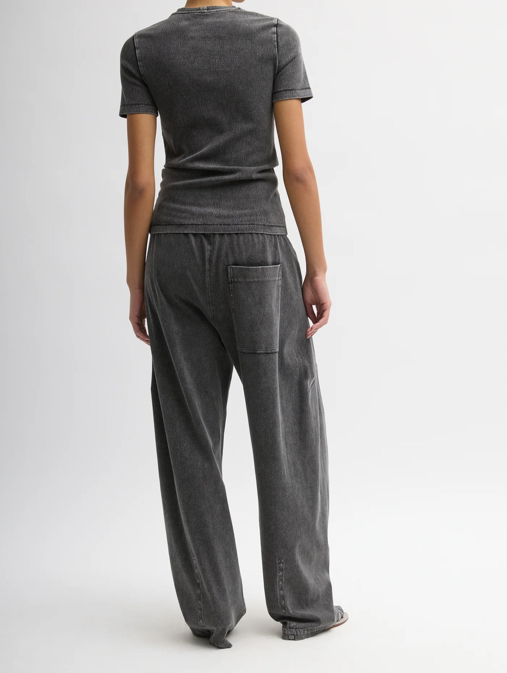 Stretch Denim Baby Tee in Black