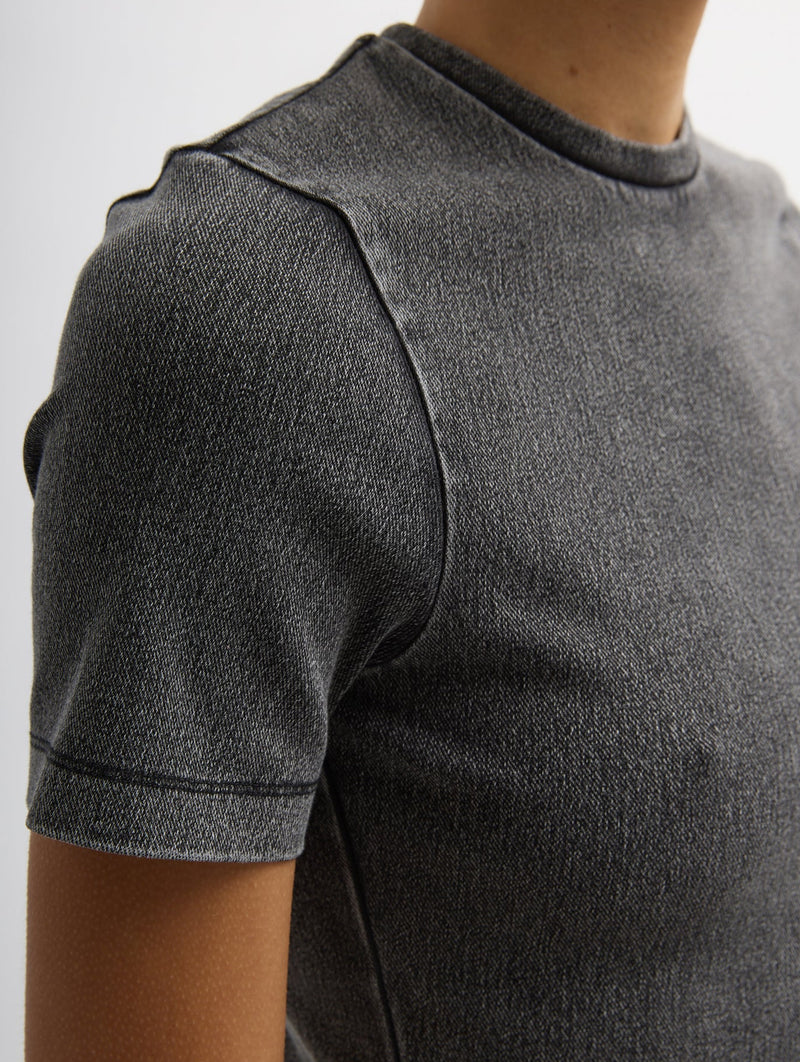 Stretch Denim Baby Tee in Black