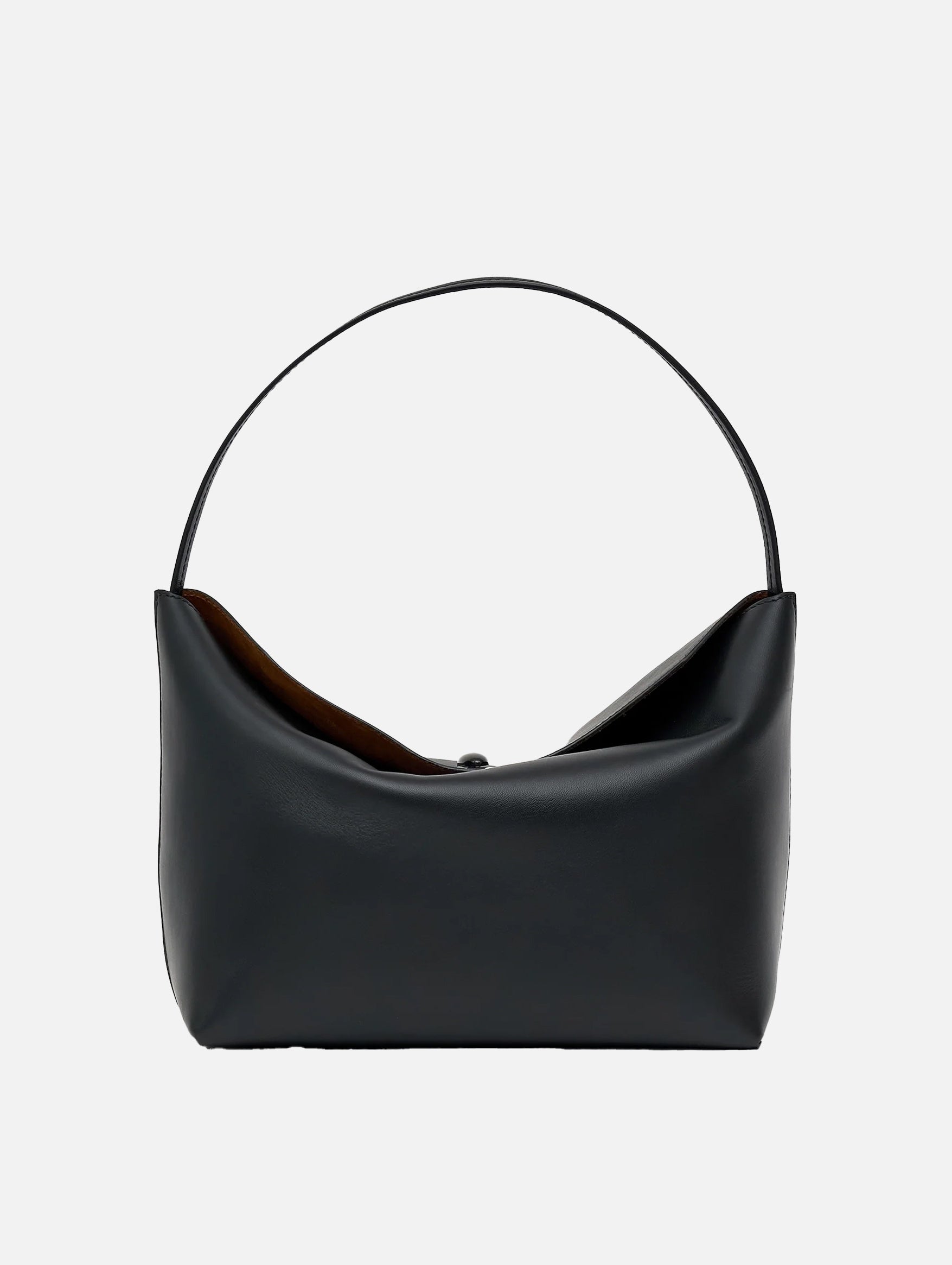 Turnlock Leather Shoulder Bag in Black