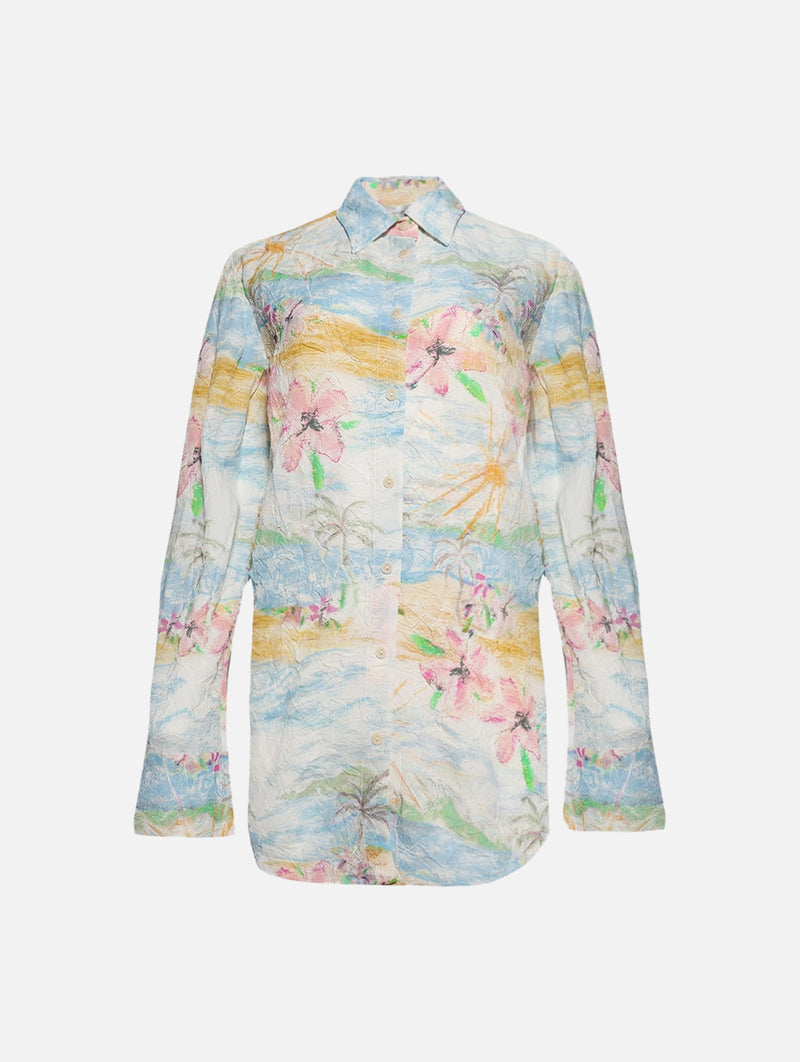Crimped Bahia Shirt In Hibiscus