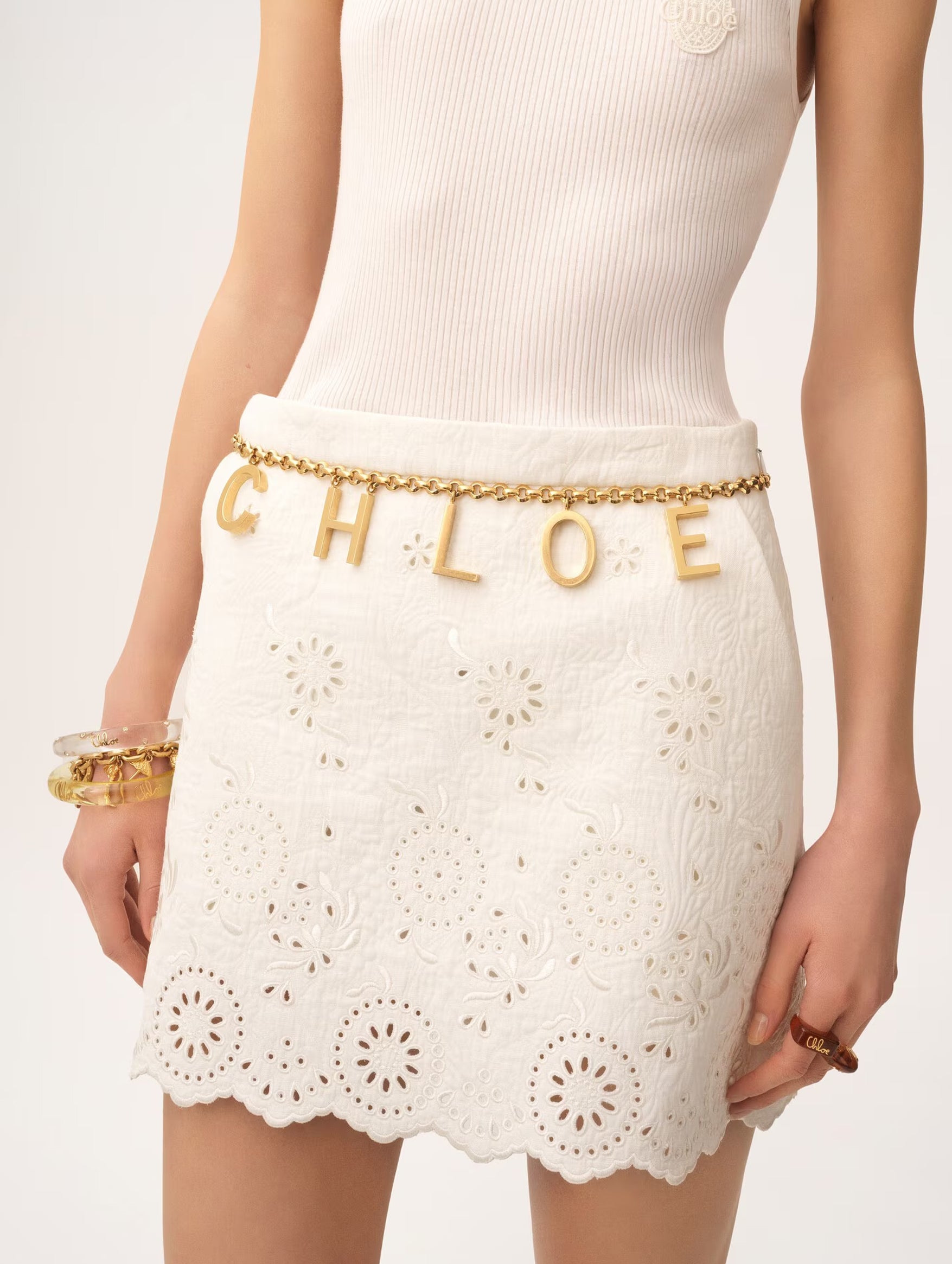 Chloé Letters Belt in Vintage Gold