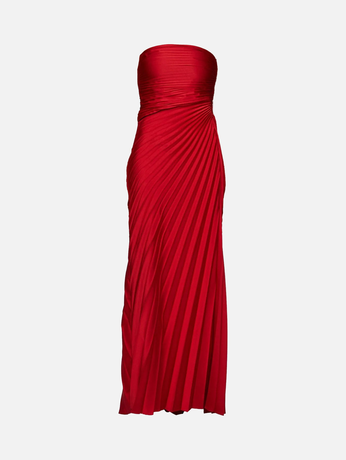 Bianca Strapless Pleated Maxi Dress in Really Red