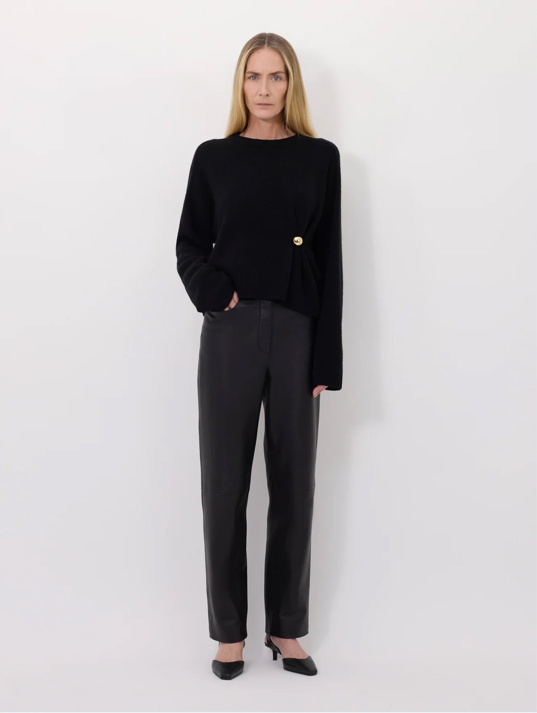 Bill Cashmere Draped Sweater in Black
