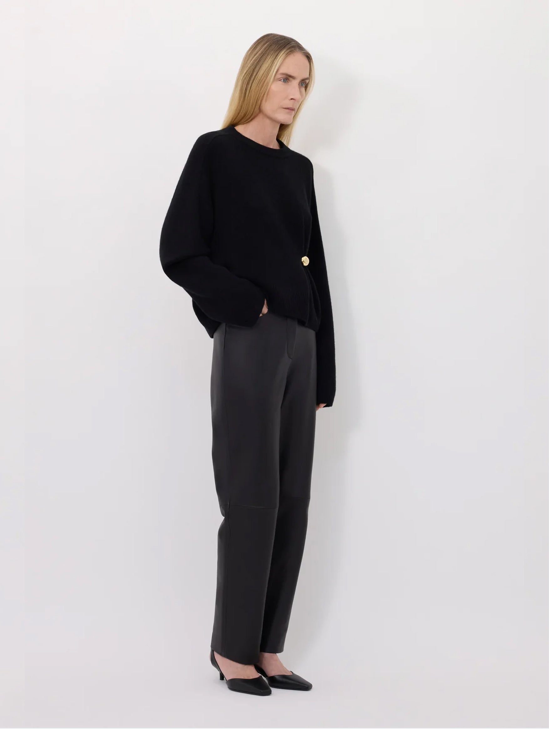 Bill Cashmere Draped Sweater in Black